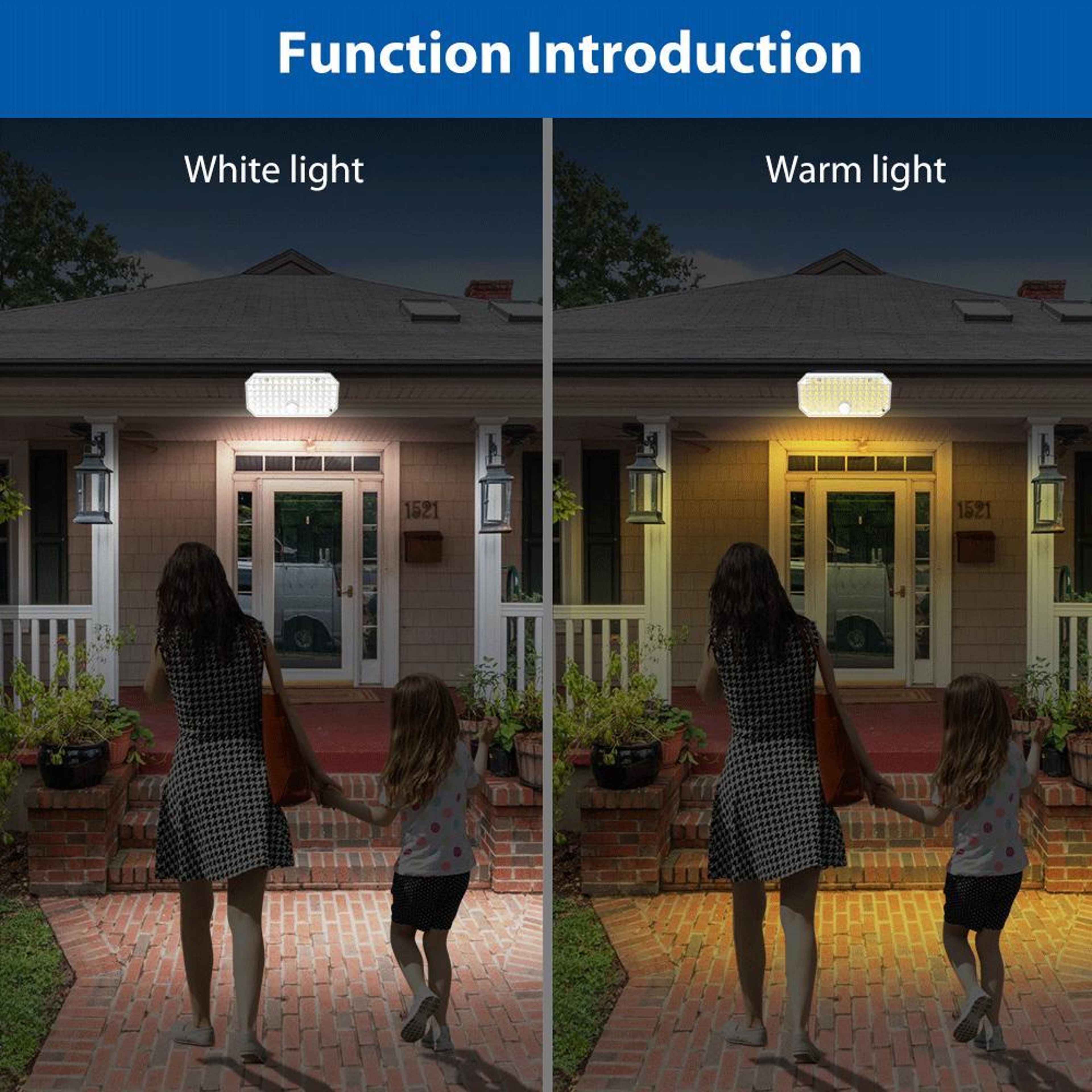 Solar Motion Sensor Wall Light With Dual Color LEDs  IP65 Waterproof Protection 3