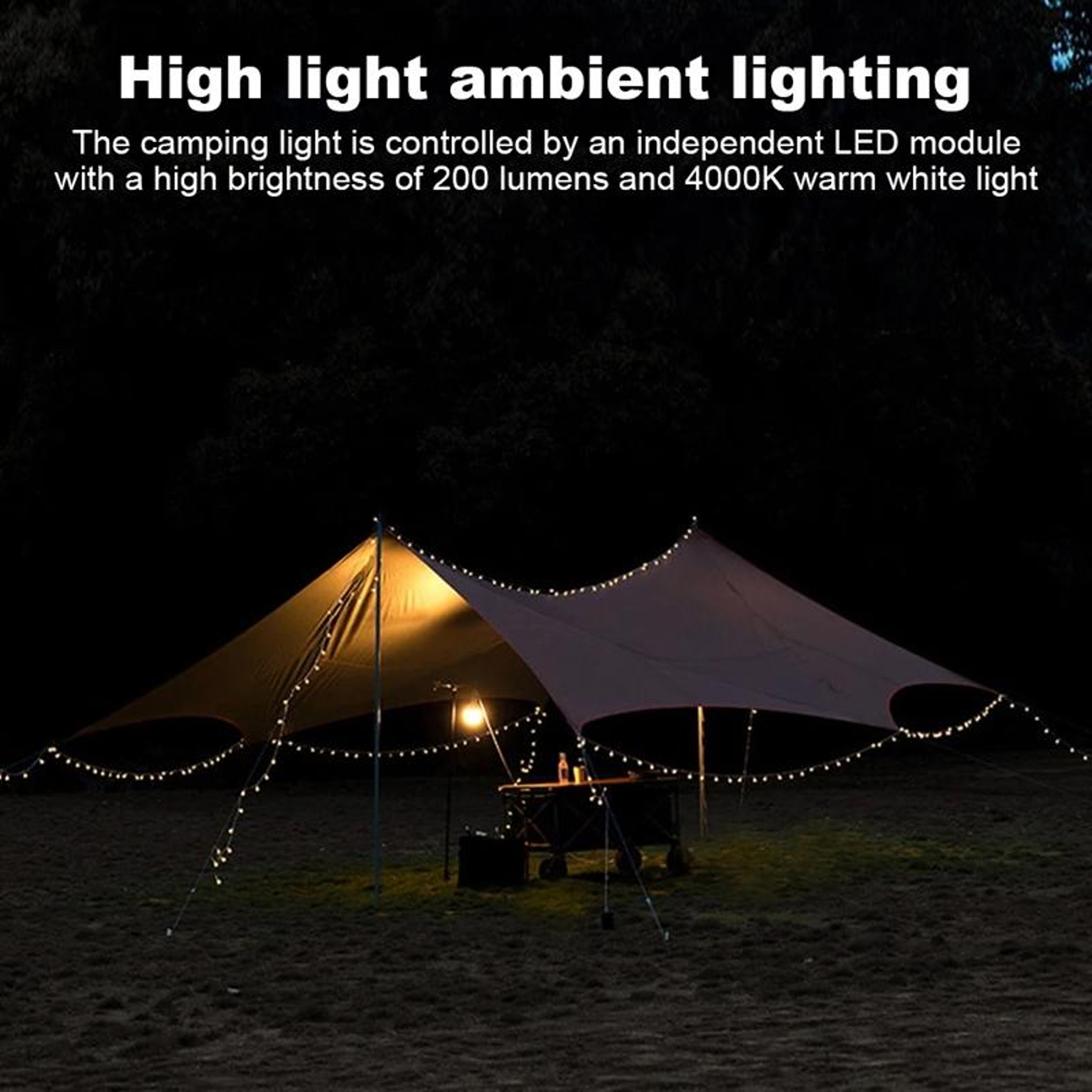 LumaTrail LED Camping String Lights Rechargeable Tent Lantern 1