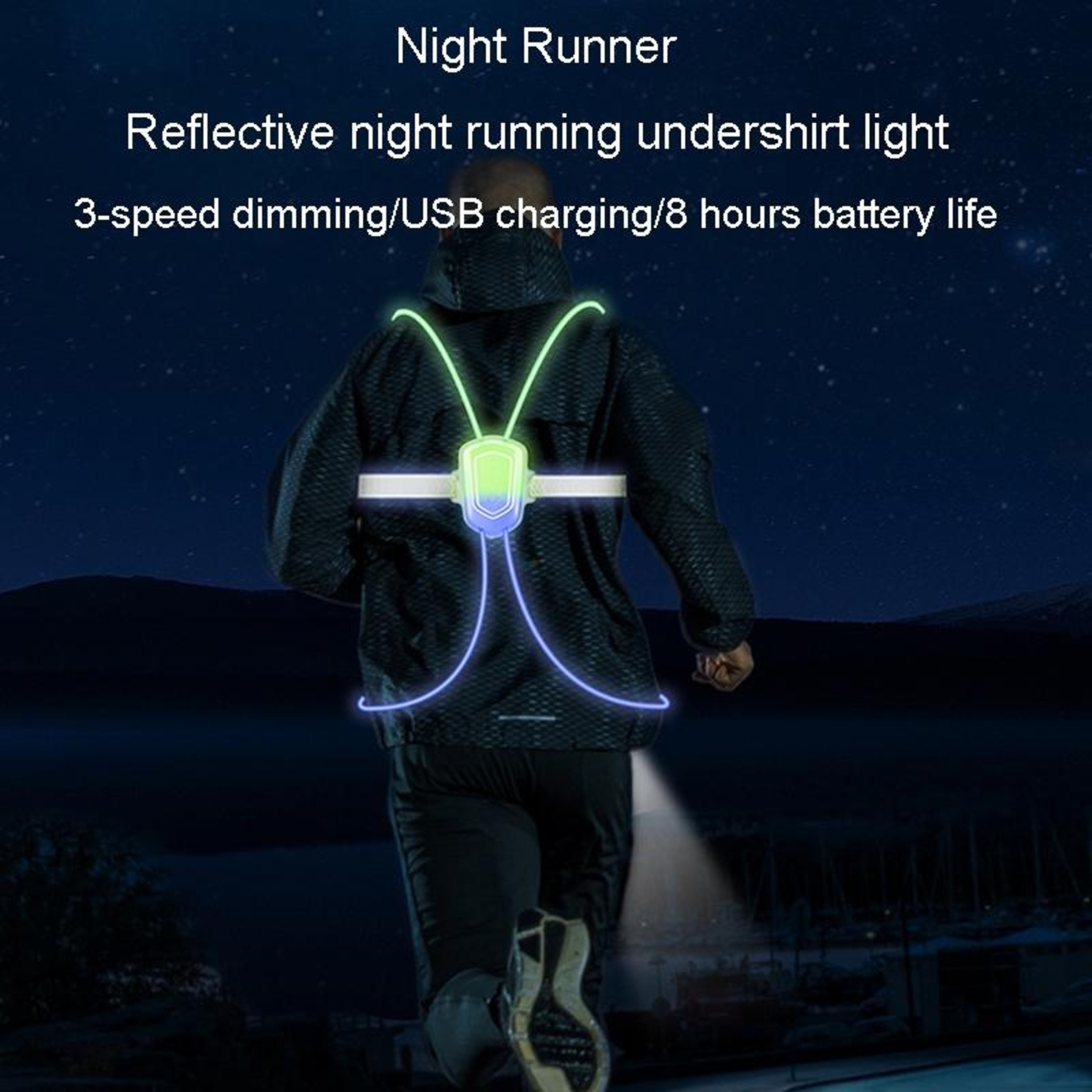 LED Running Safety Vest With USB Rechargeable Front  Rear Lights 8