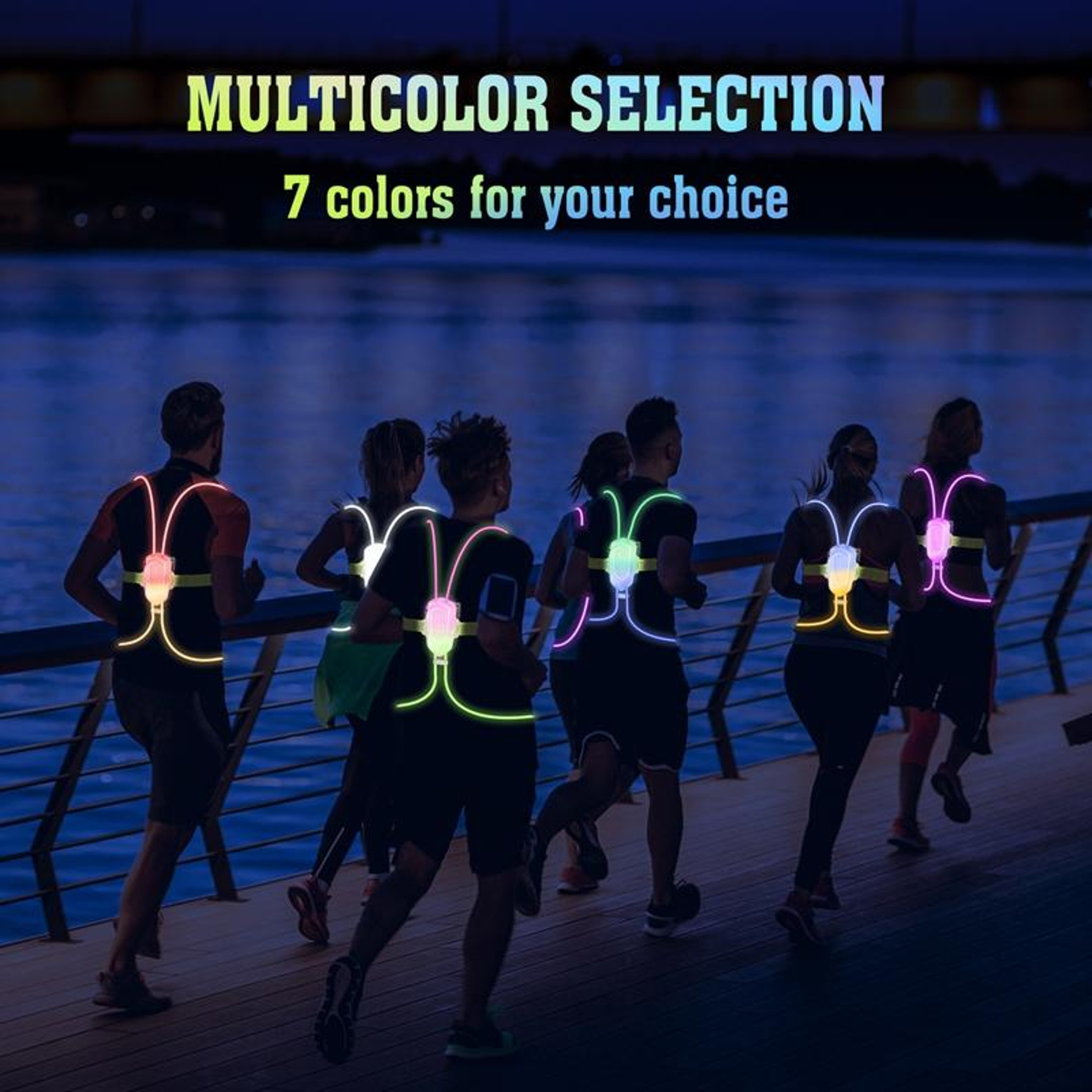 LED Running Safety Vest With USB Rechargeable Front  Rear Lights 2