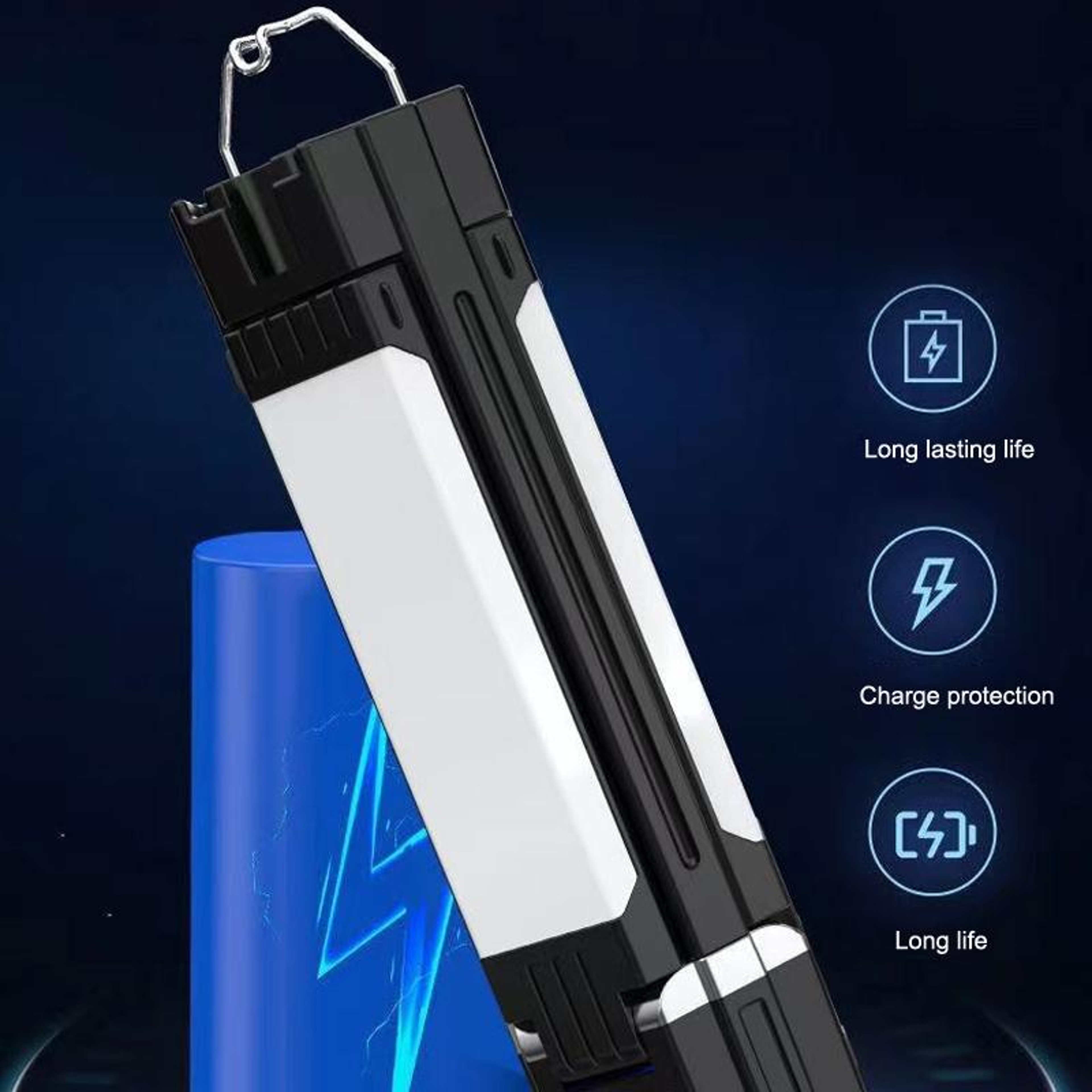 Rechargeable Camping Light With Magnetic Base  Foldable Hook Portable LED Work Lamp 6