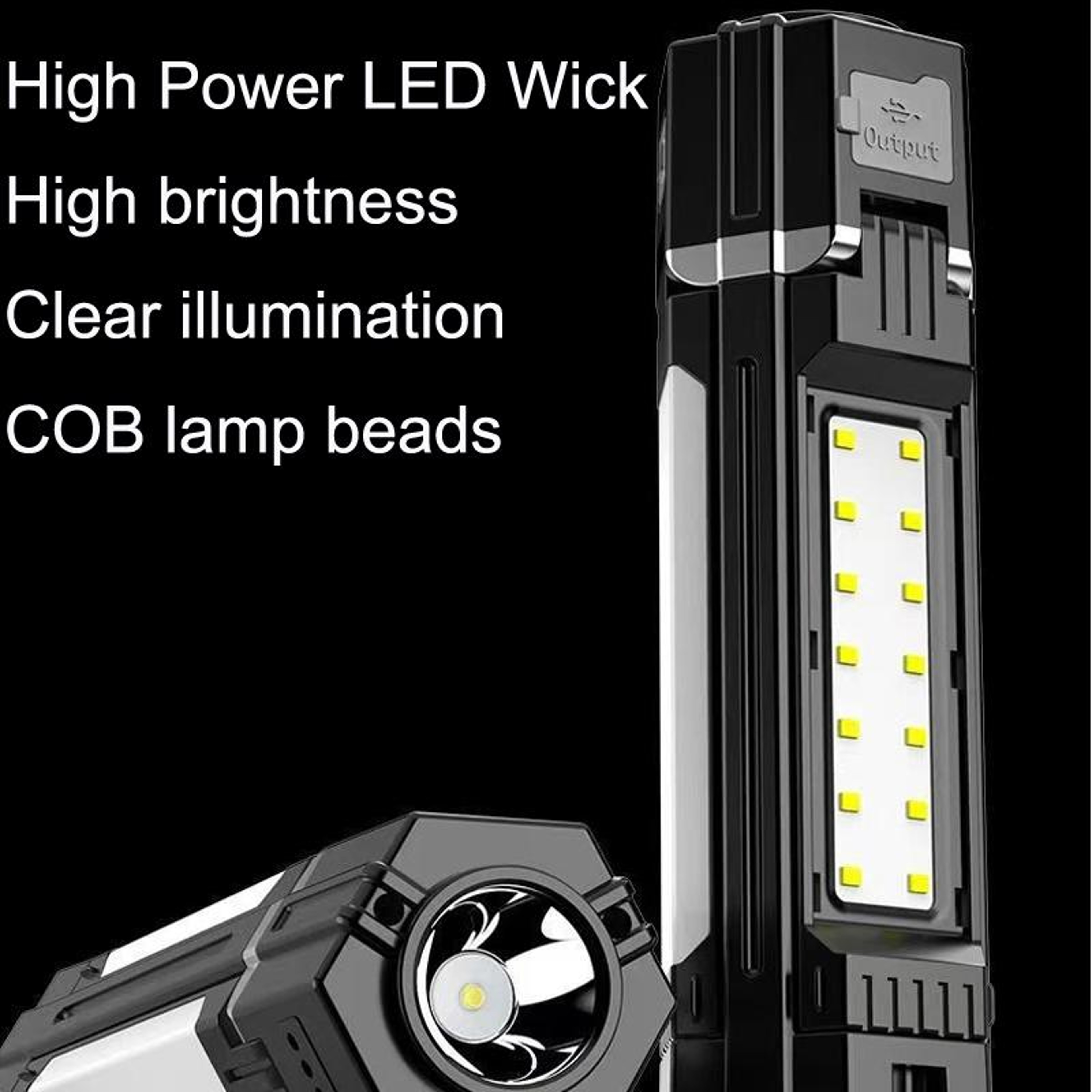 Rechargeable Camping Light With Magnetic Base  Foldable Hook Portable LED Work Lamp 7