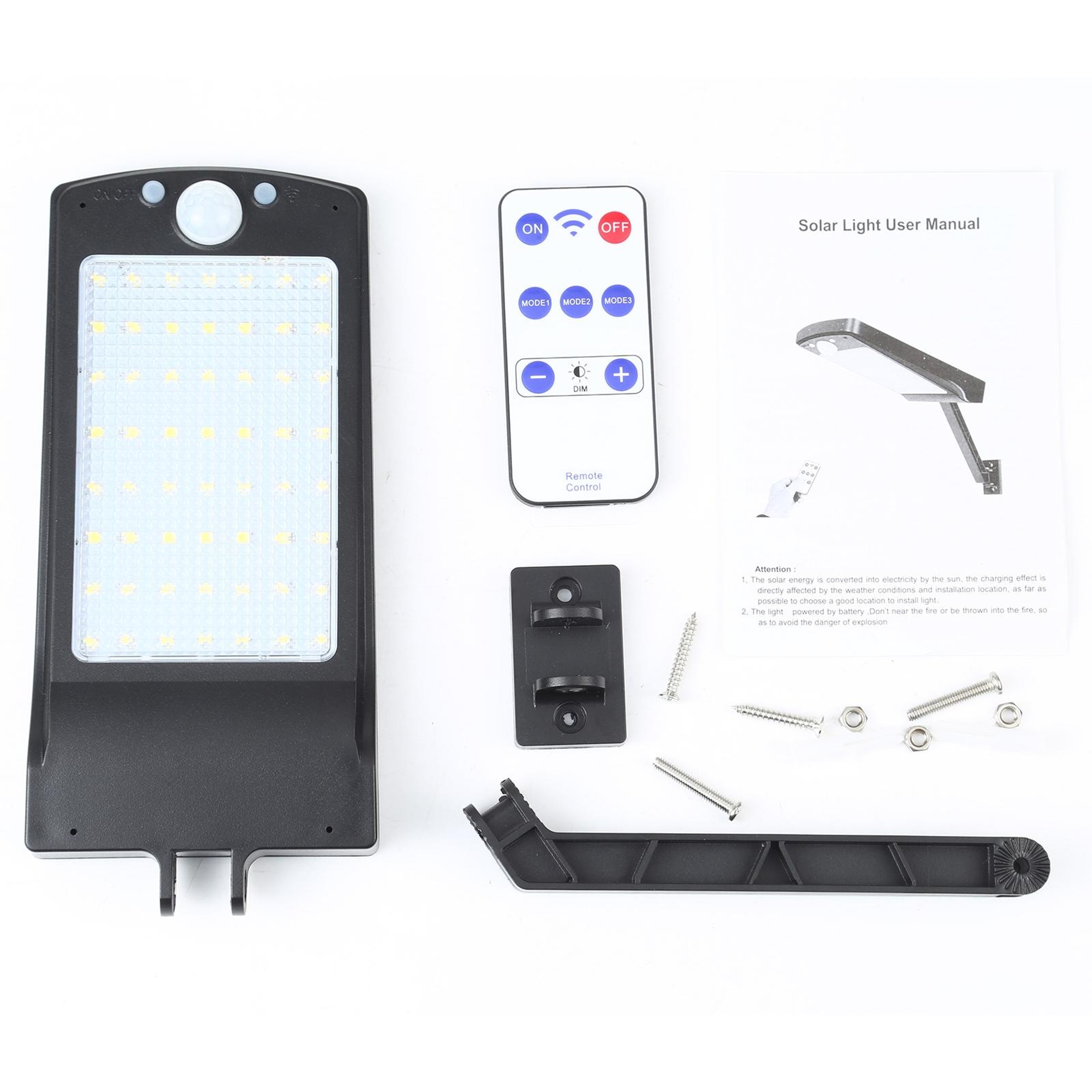 Remote Control Solar Wall Light With Motion Sensor  IP65 Waterproof 56 LED Security Lamp 2