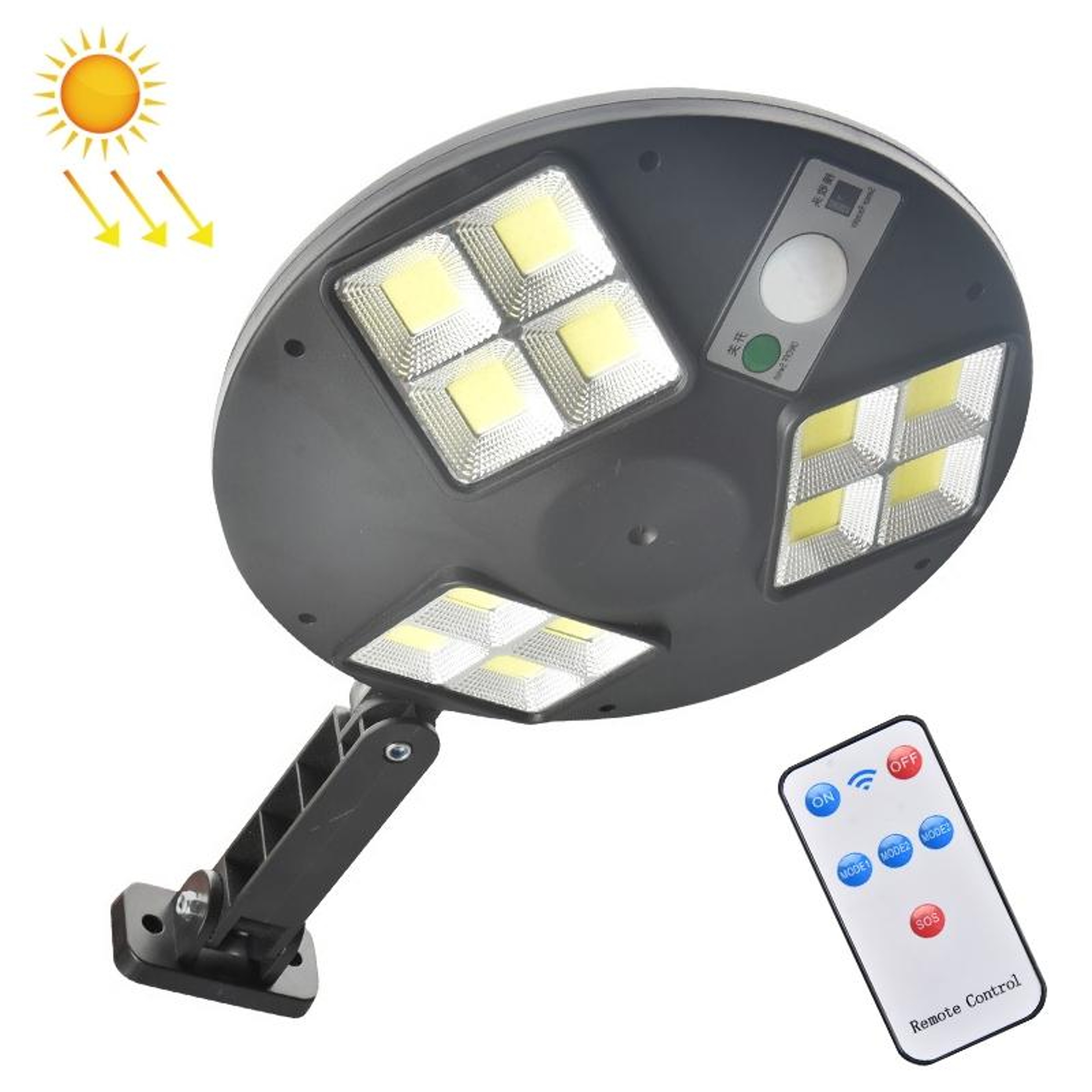 144 LED Solar Motion Sensor Wall Light With Remote Control For Outdoor Garden  Security 0