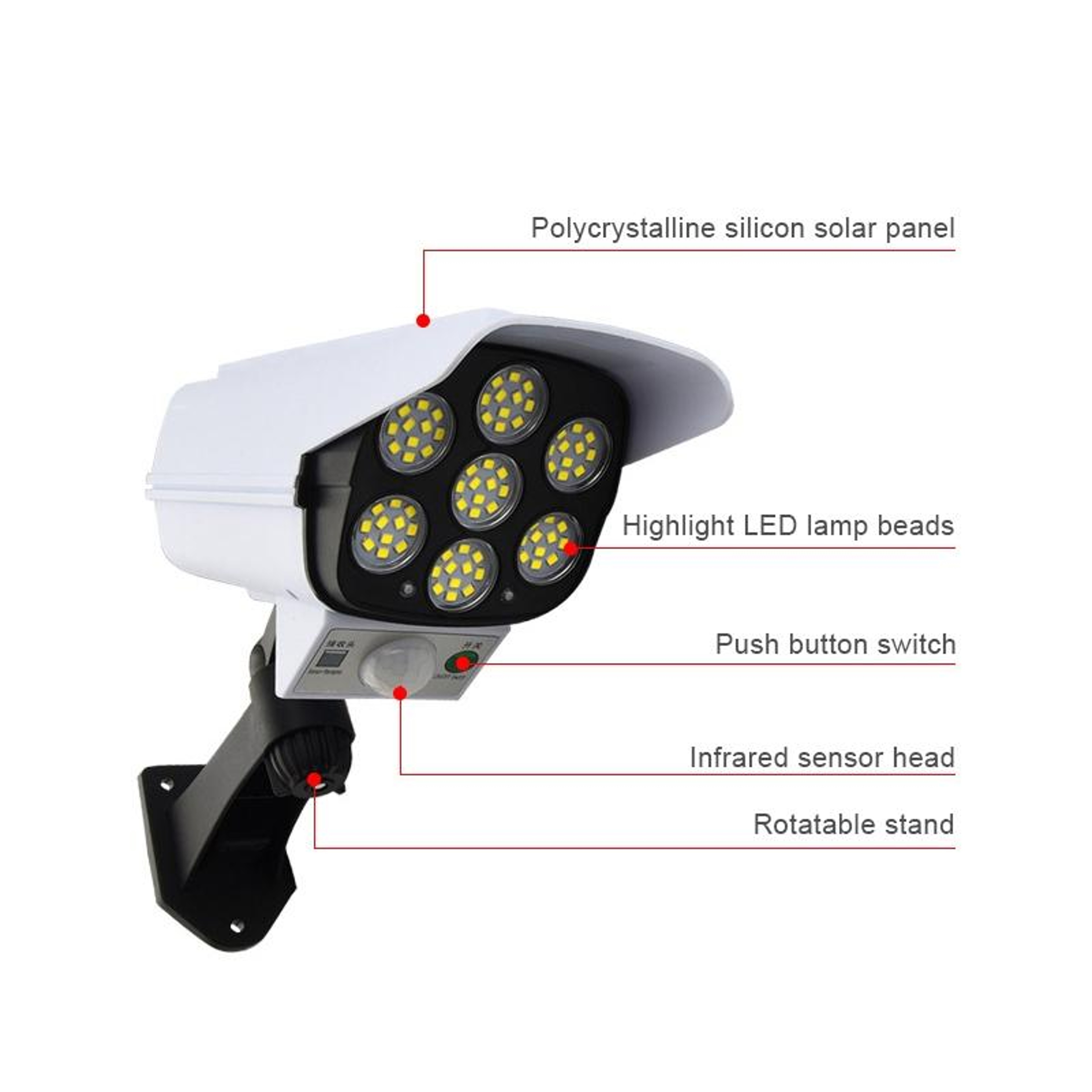 Solar Motion Sensor Security Light With Fake Camera And Infrared Detection 1