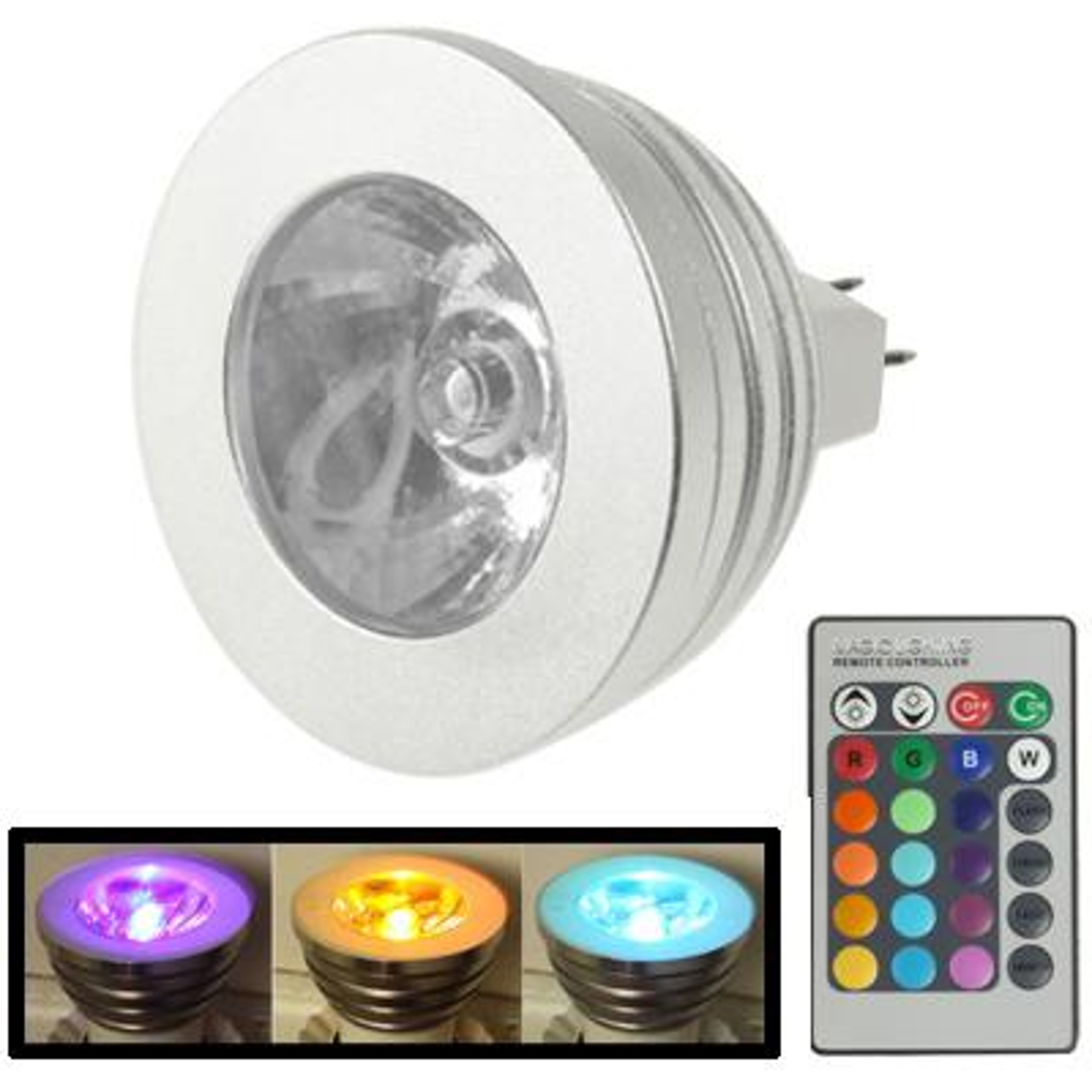 RGB LED Light Bulb With Remote Control 12V 3W Color Changing Spotlight 0