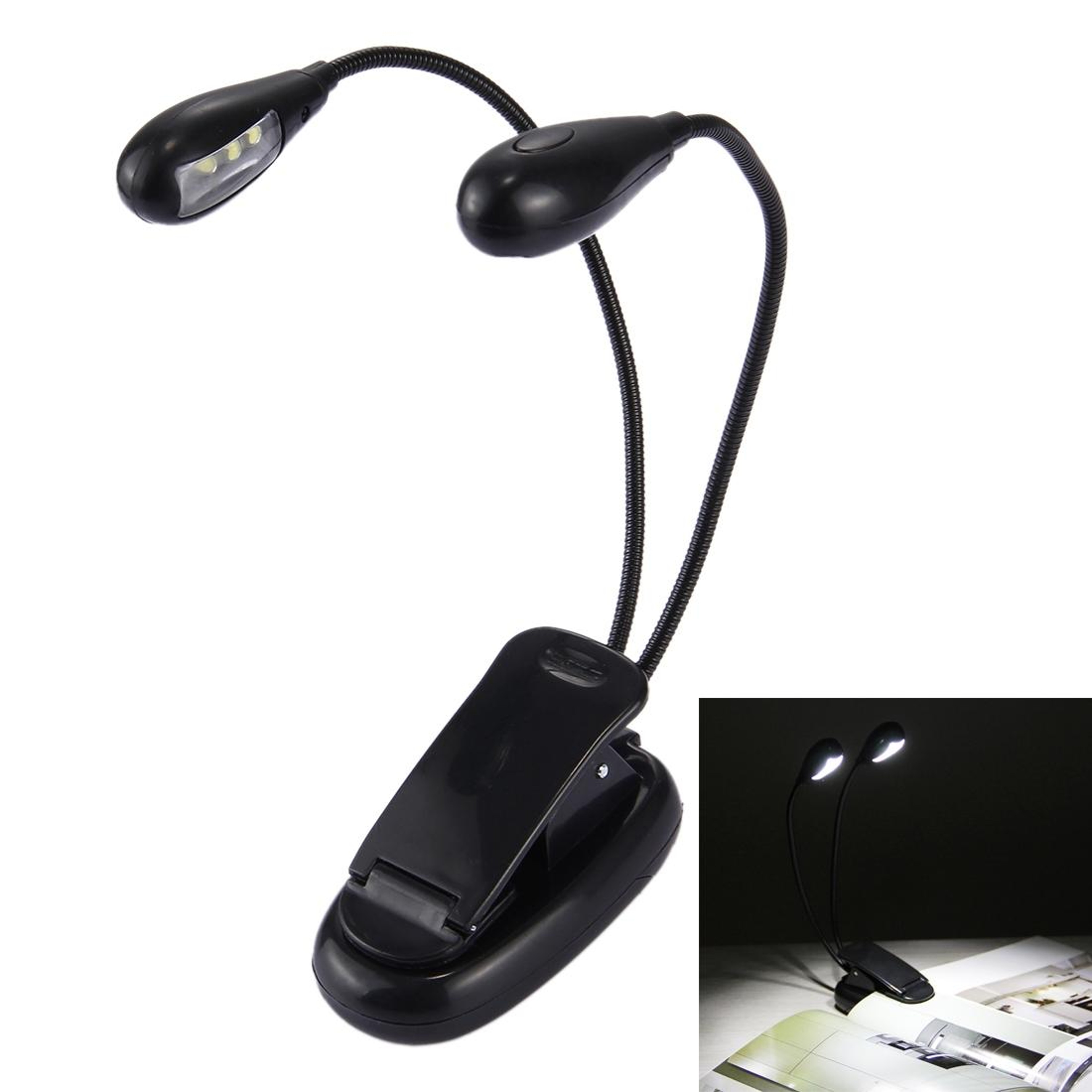 FlexGlow Dual Arm LED Book Light Clip On Reading Lamp For Books Laptops  Travel 5