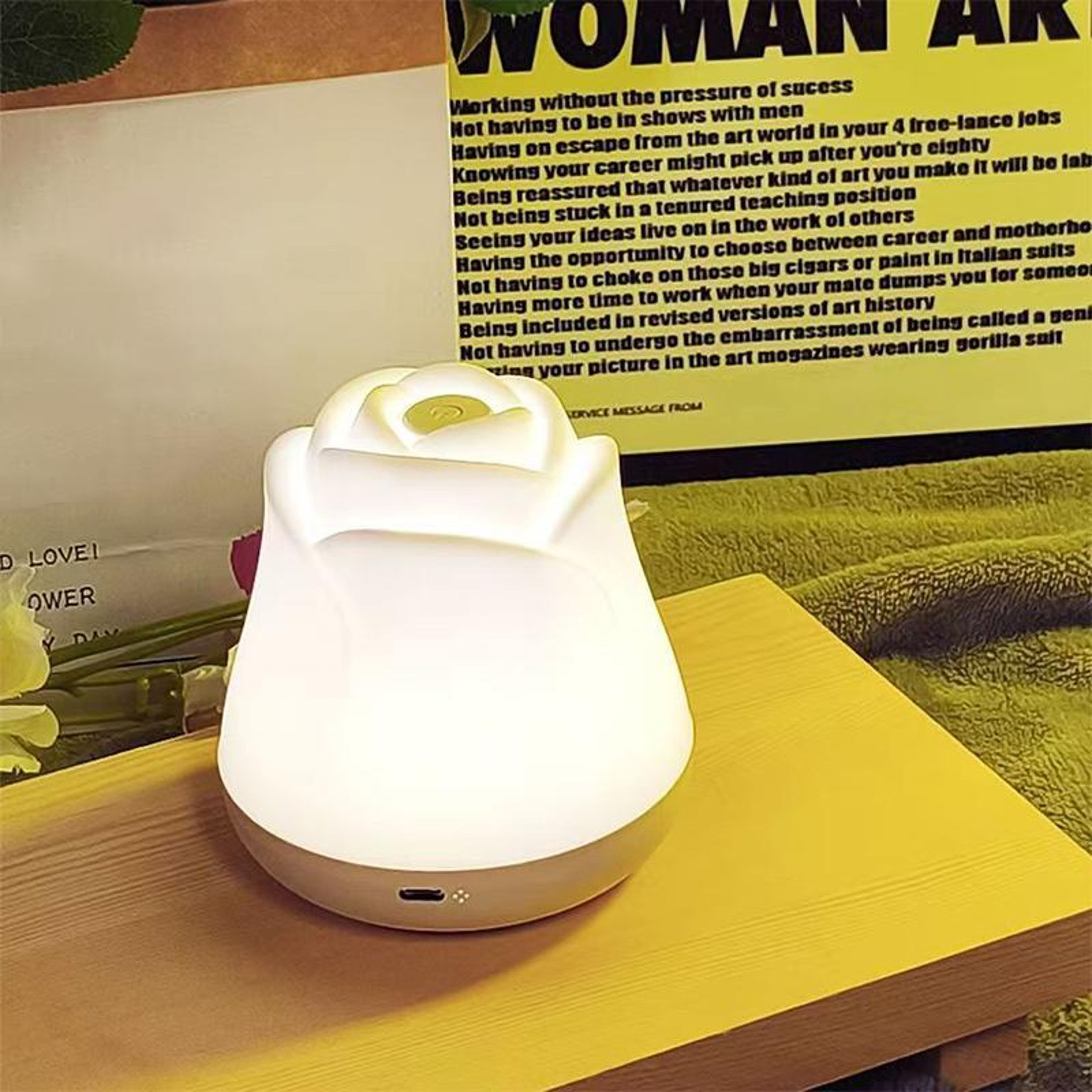 Rechargeable Rose Night Light Touch Sensor Bedside Lamp With 3 Color Dimmable Ambient Lighting 4