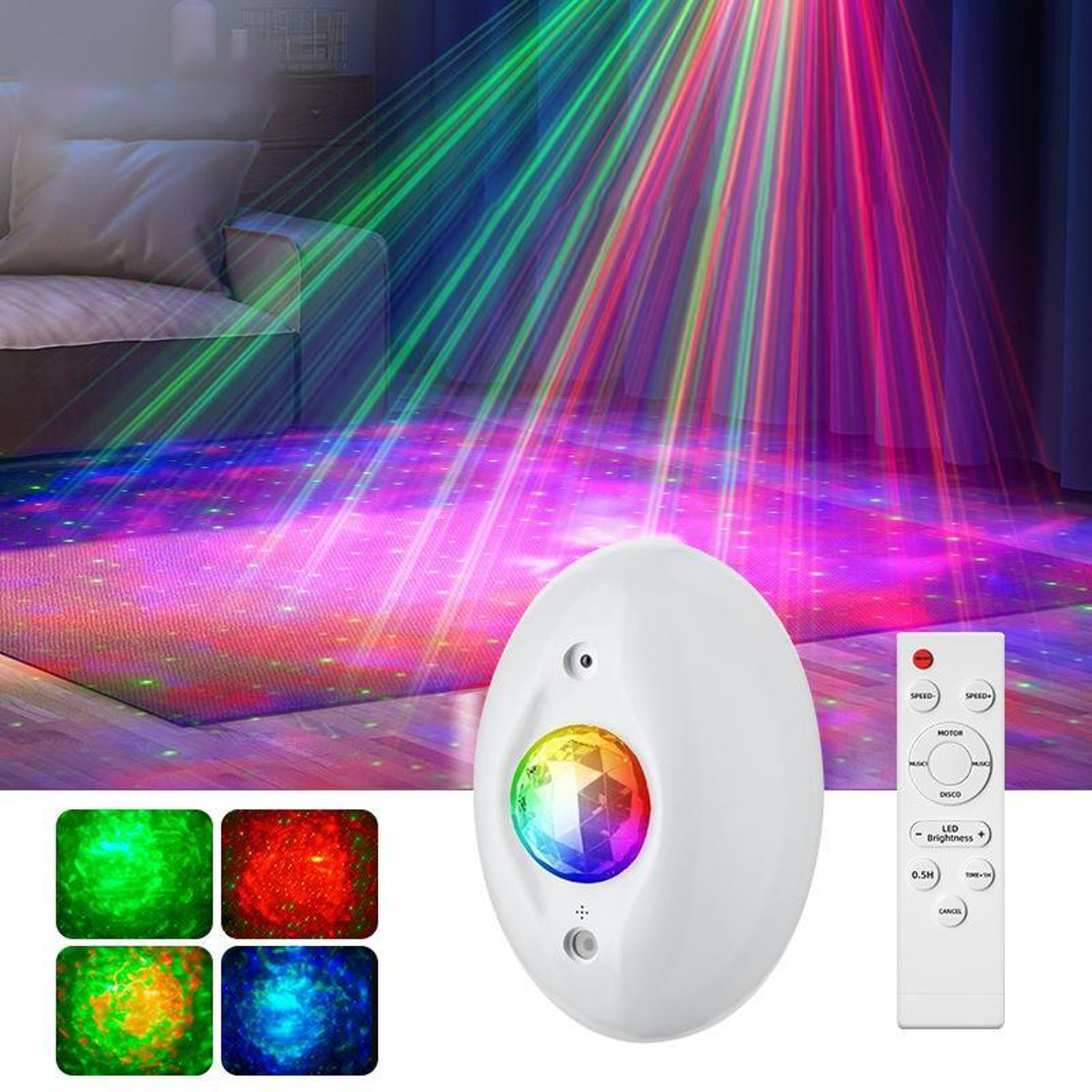 AuroraGlow Galaxy Projector Night Light With Bluetooth Speaker  Remote Control 4