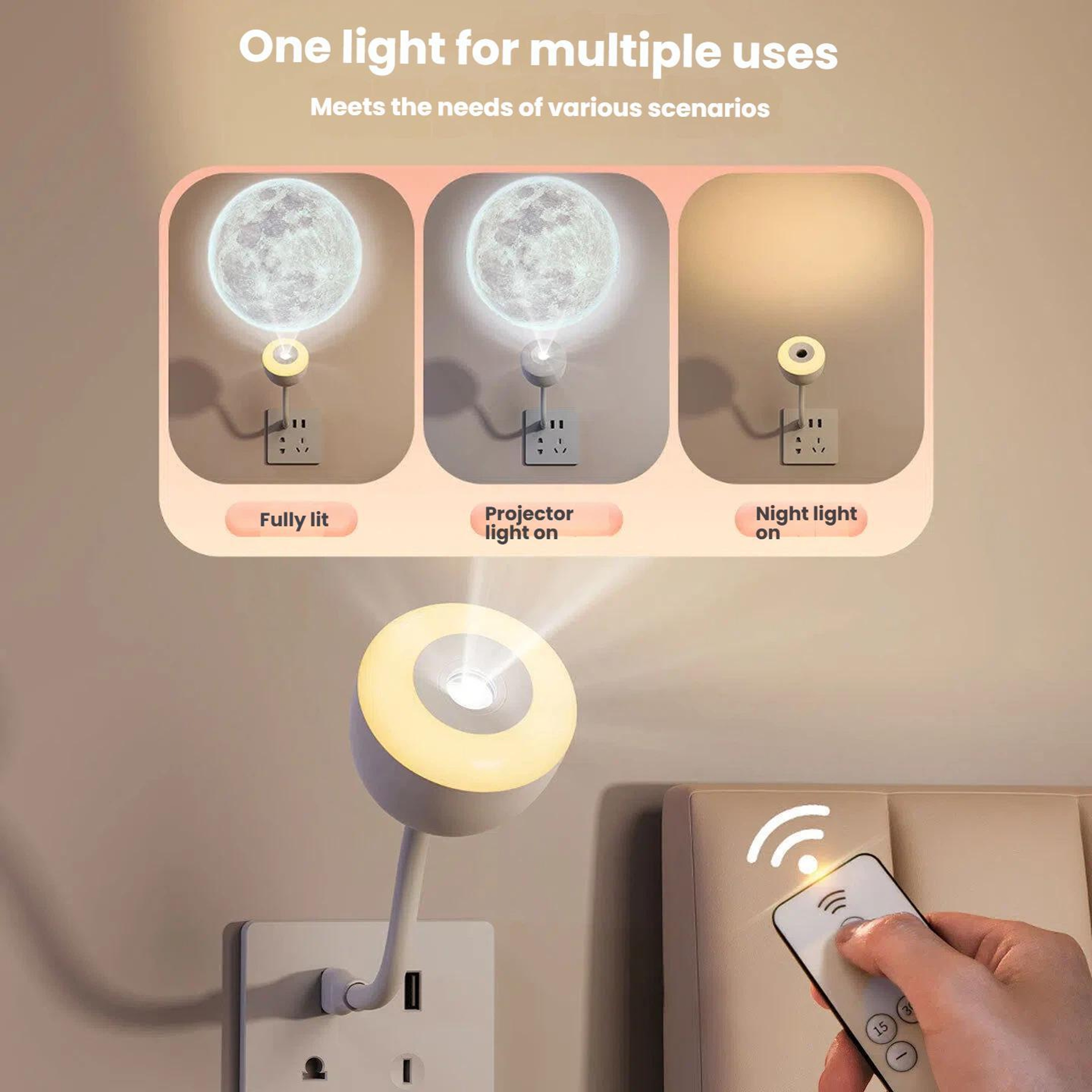 Moon Projection Night Light With Remote  Adjustable USB Ambient Lamp 2