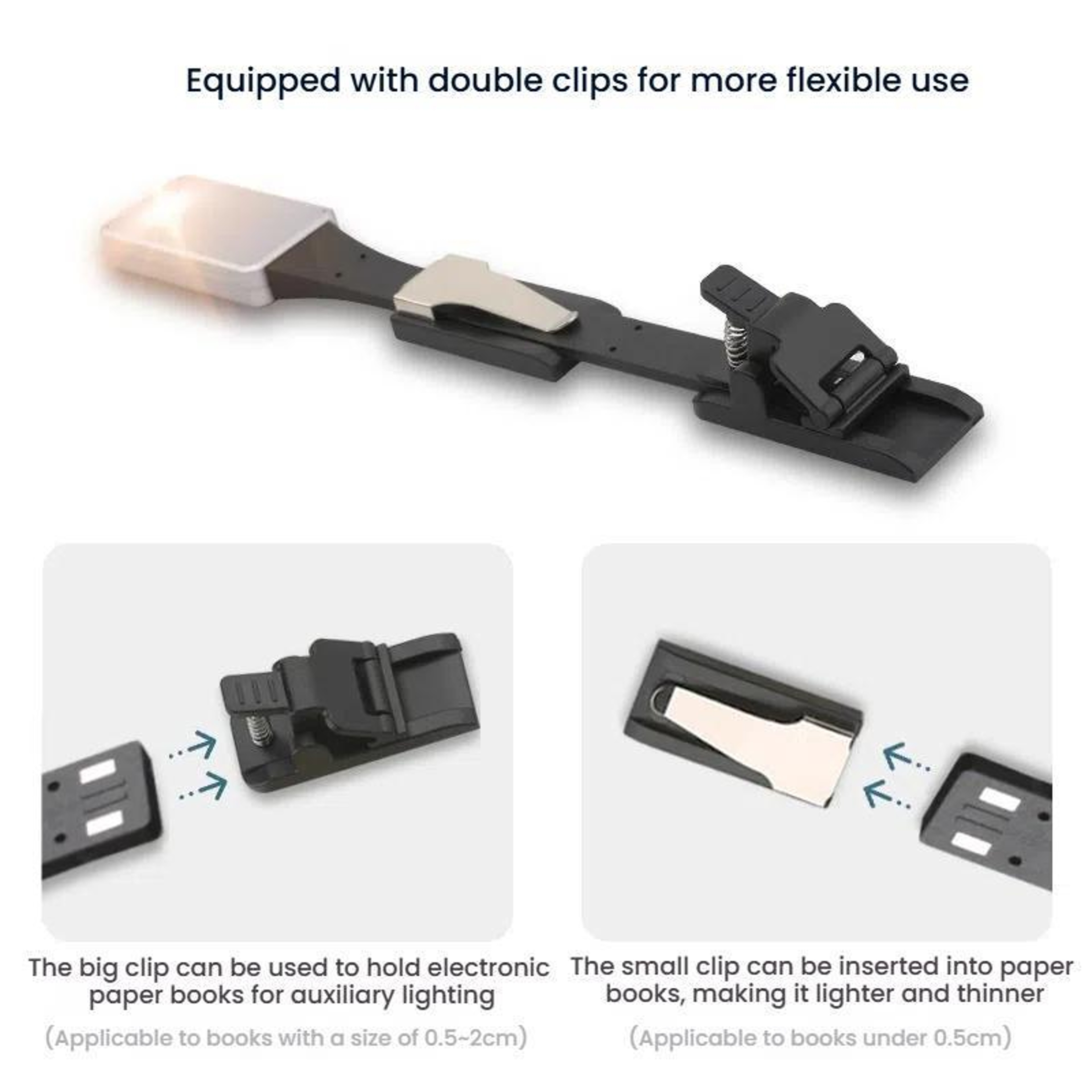 Rechargeable Book Light Clip On Reading Lamp With 3 Color Modes  Magnetic Bookmark Design 3