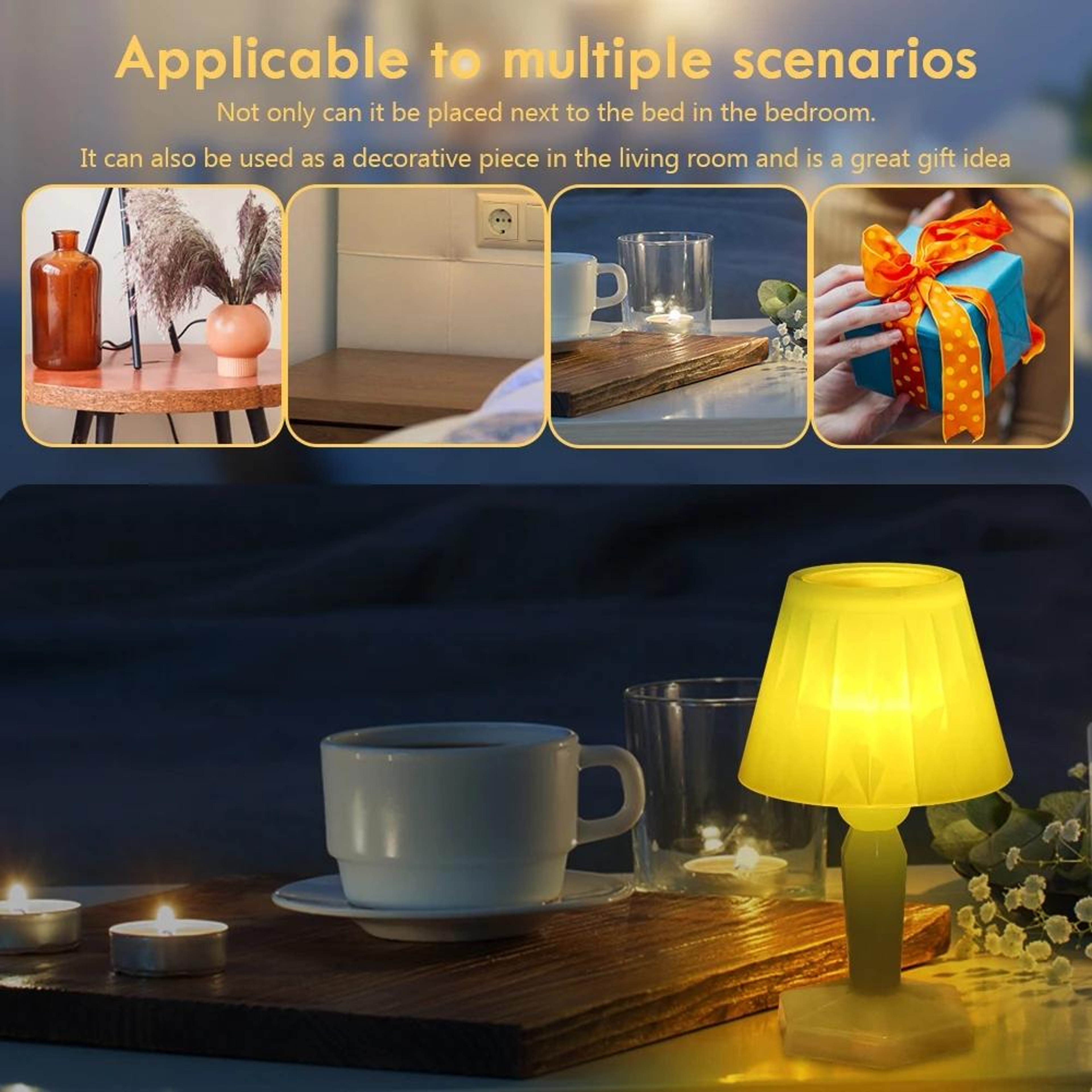 CandyGlow Battery Powered LED Night Light Table Lamp Mini Ambient Decorative Lamp 5