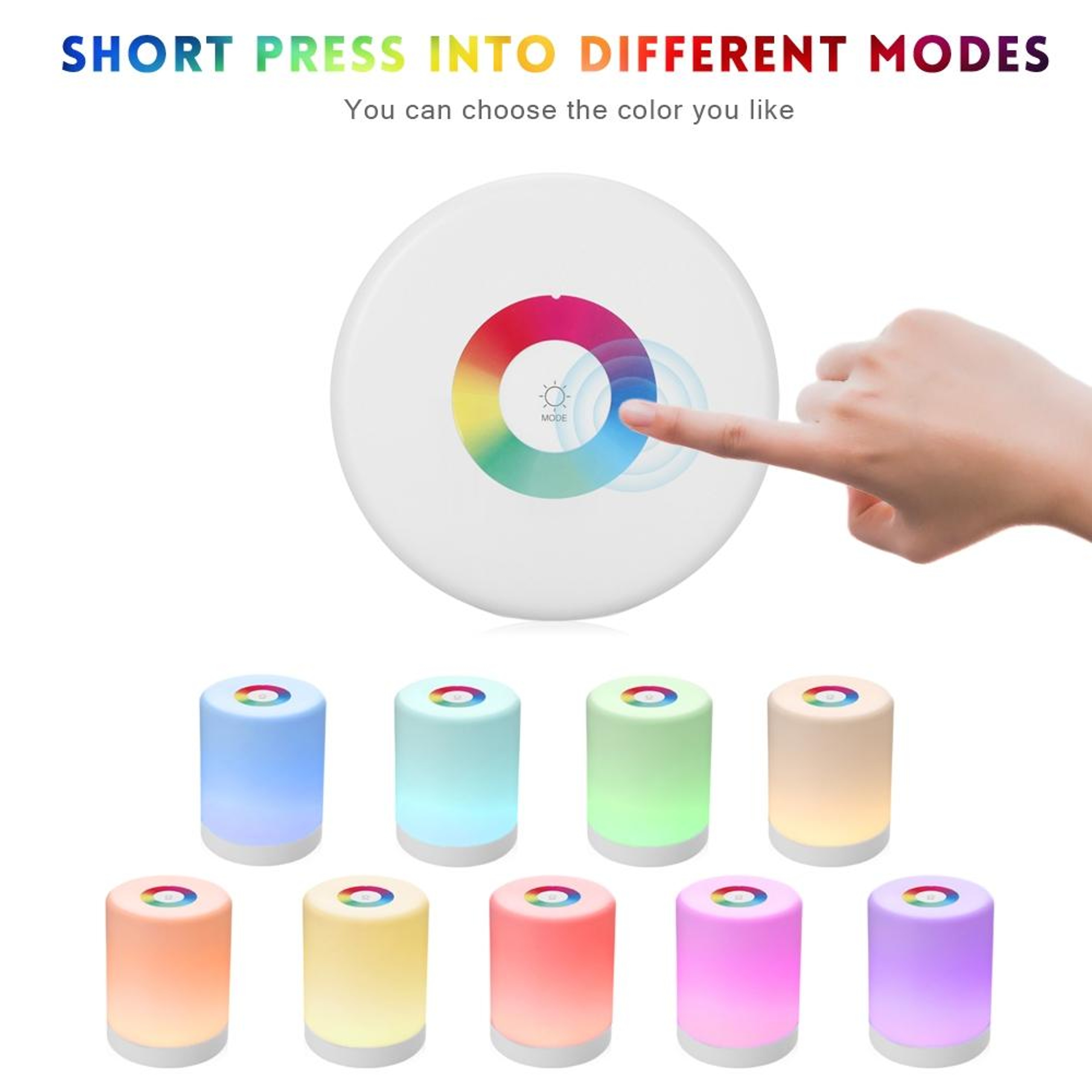 RGB Touch Night Light Rechargeable LED Bedside Lamp For Bedroom Kids  Camping 2
