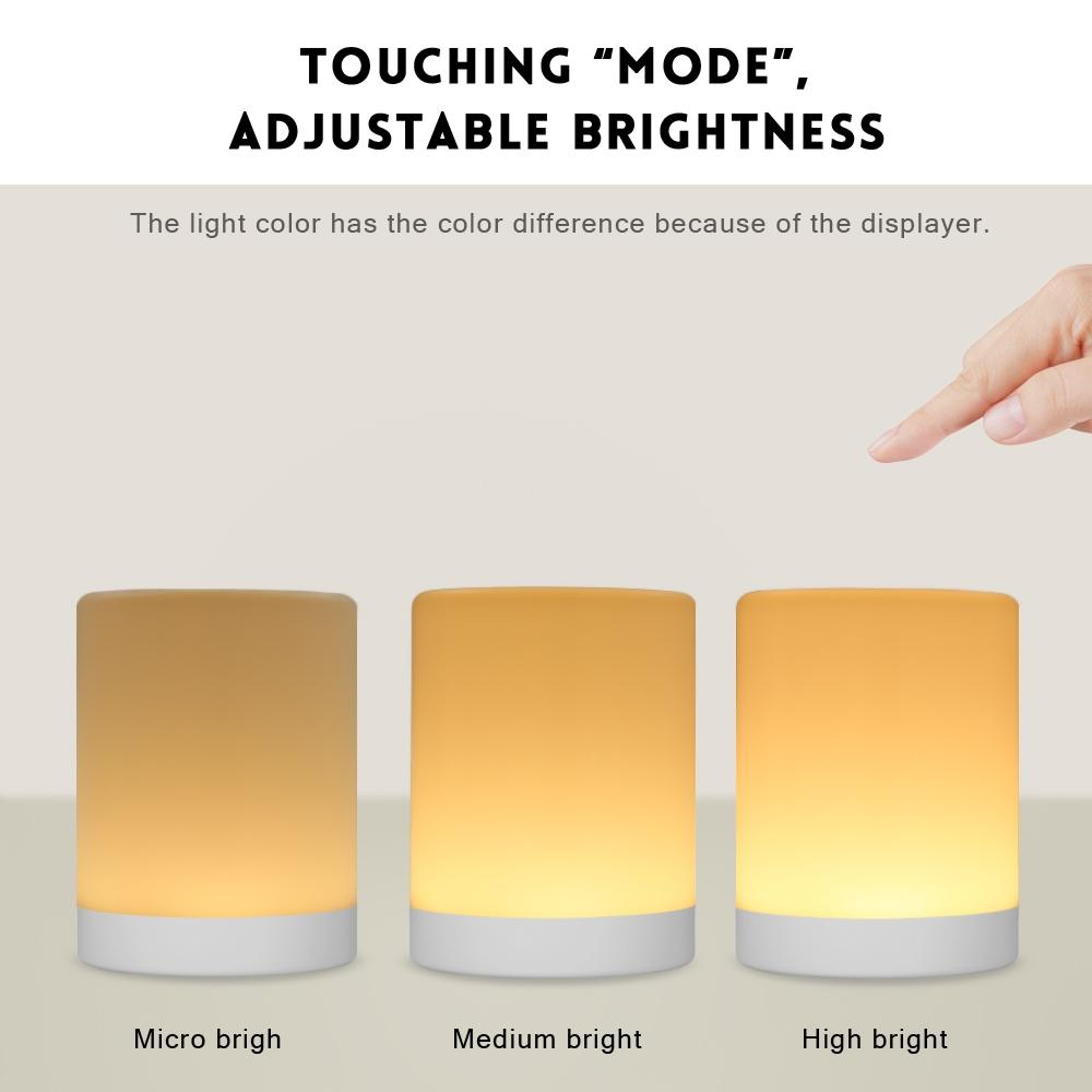 RGB Touch Night Light Rechargeable LED Bedside Lamp For Bedroom Kids  Camping 5