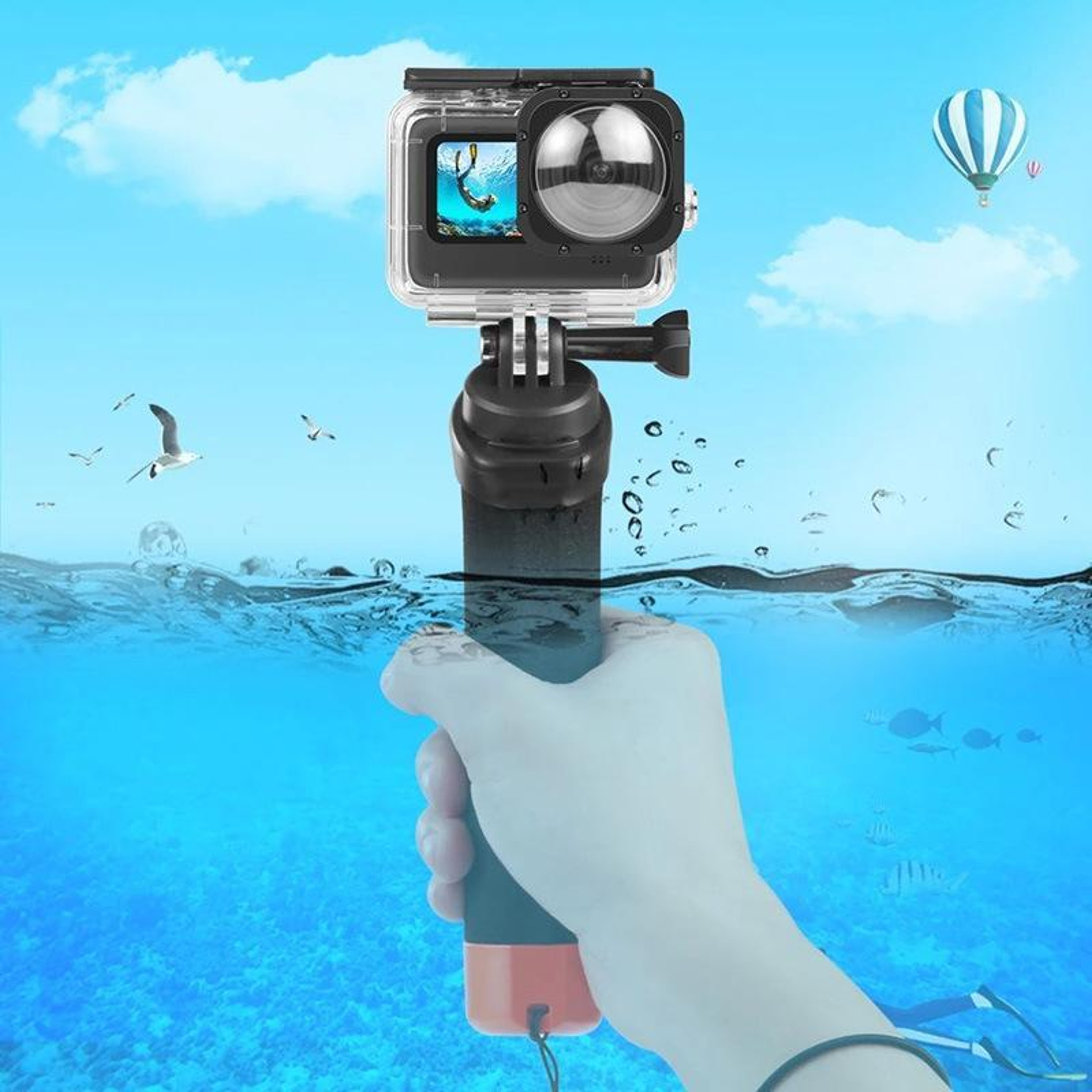AquaSecure Floating Camera Grip For GoPro DJI  Insta360 With Anti Loss Cable 0