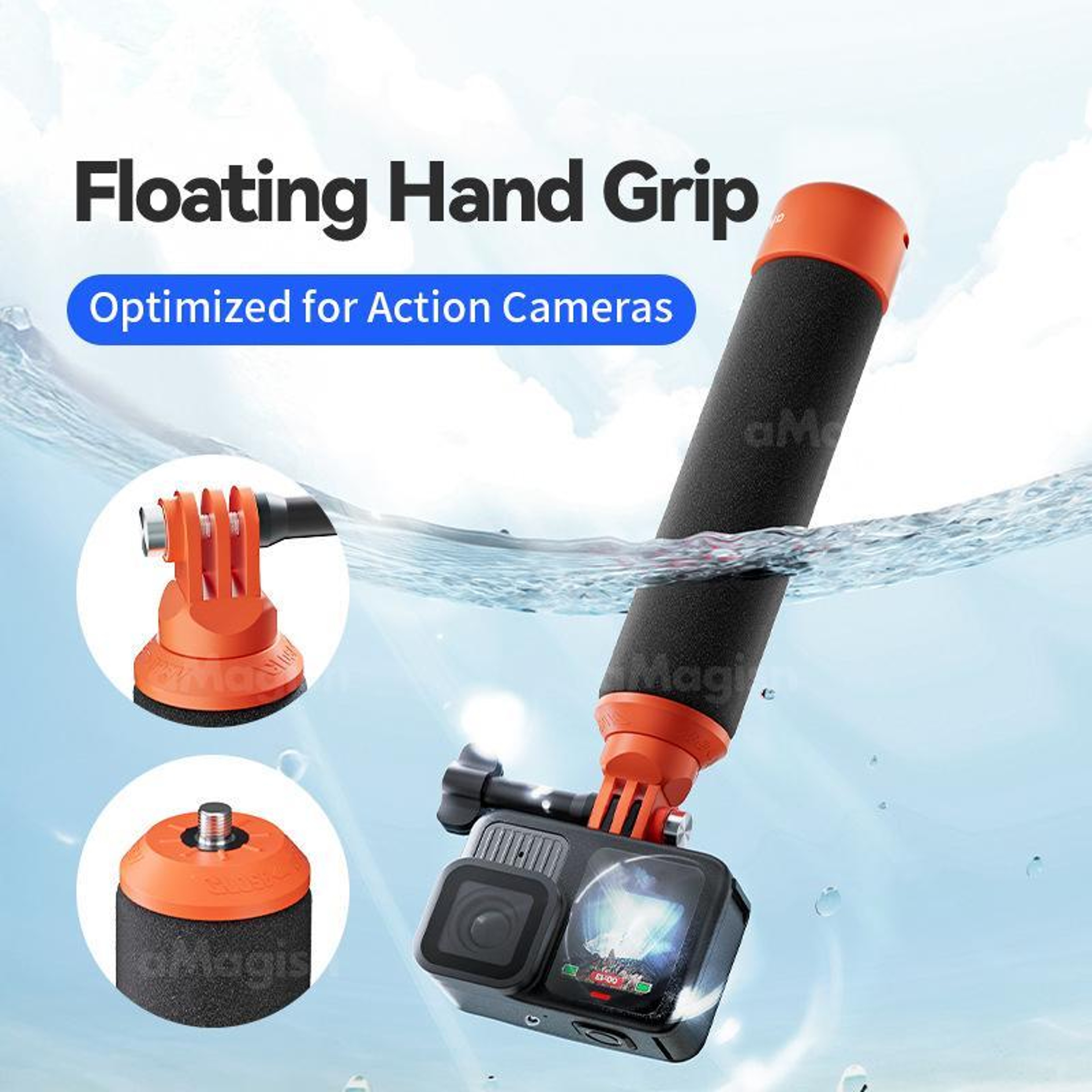 Floating Action Camera Grip Handle with Universal Mount for GoPro & 360 Cameras – view 2