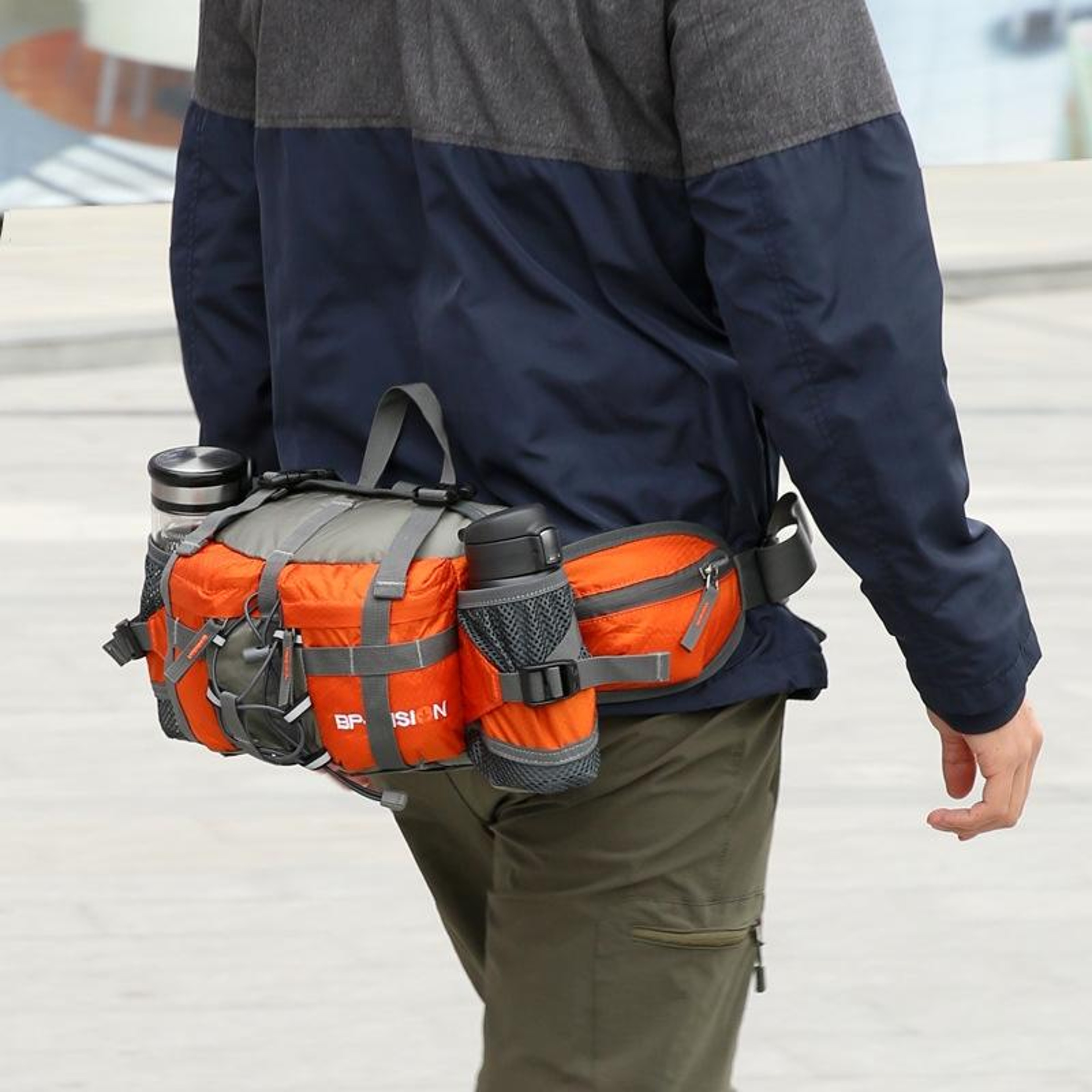 Waterproof Cycling Waist Pack With Bottle Holder For Hiking Running  Outdoor Sports 7
