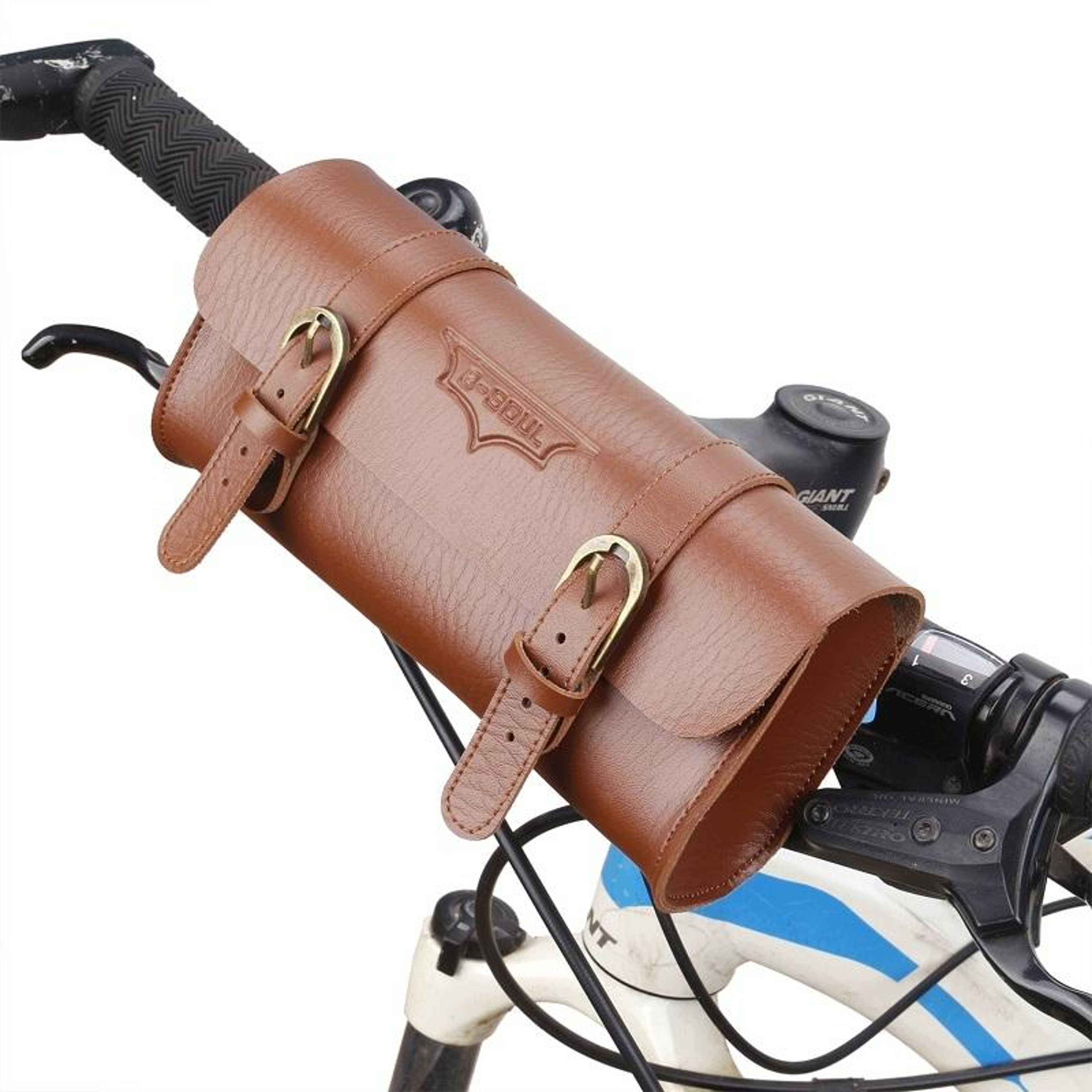 Retro Bicycle Handlebar Bag Waterproof PU Leather Front Storage Pouch for Bikes & Scooters – view 8