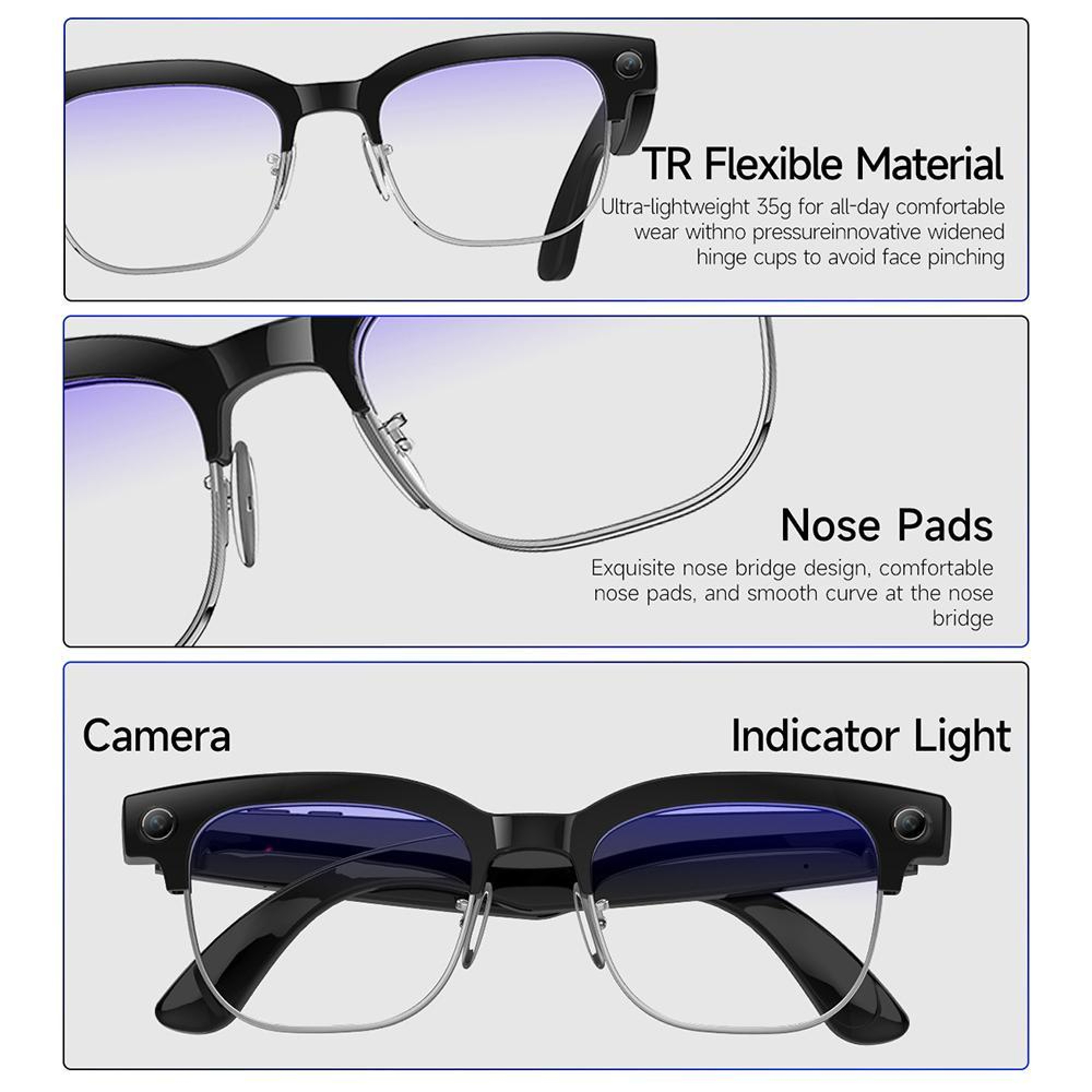 AI Smart Glasses With 8MP Camera Real Time Translation  Bluetooth Calling 13