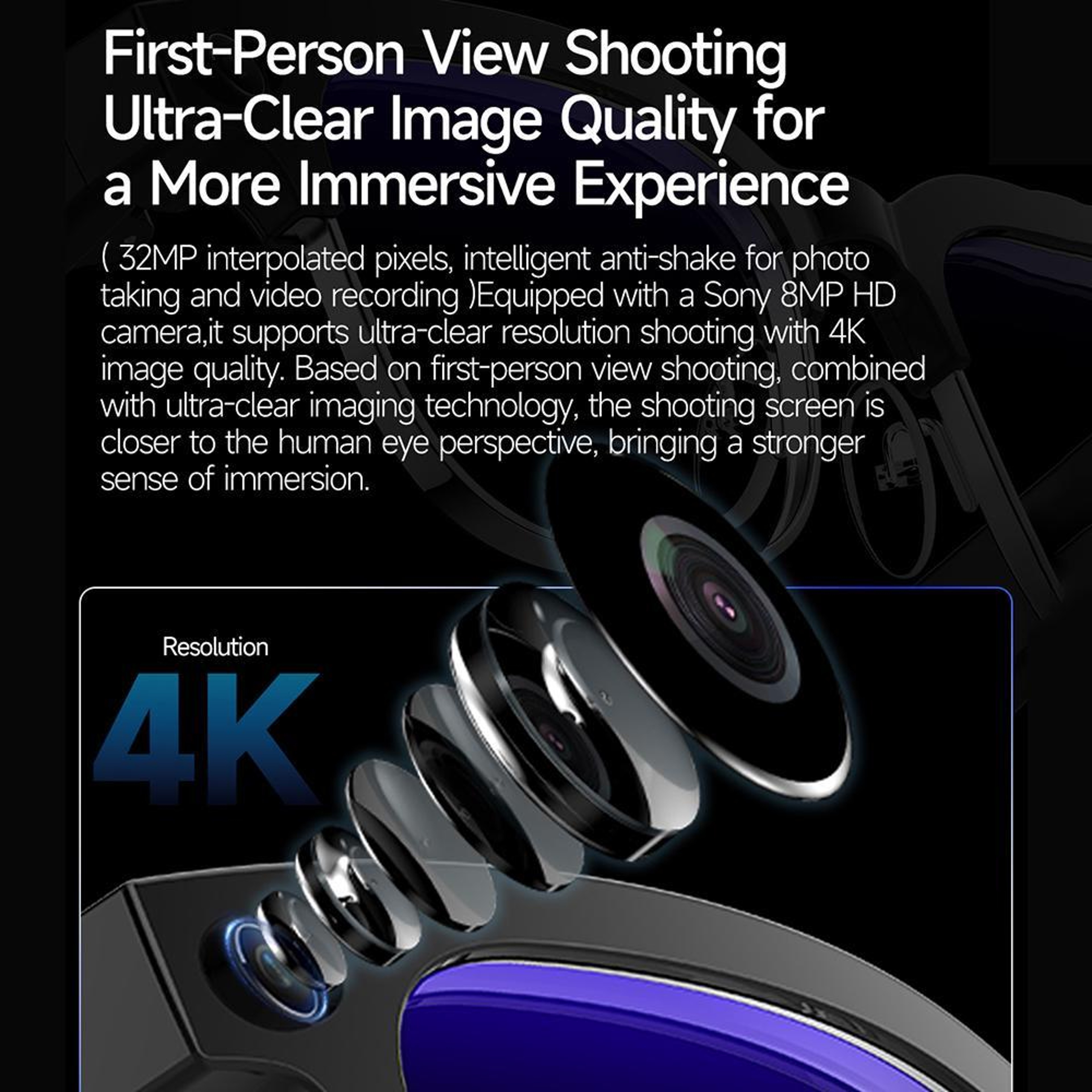 AI Smart Glasses With 8MP Camera Real Time Translation  Bluetooth Calling 14