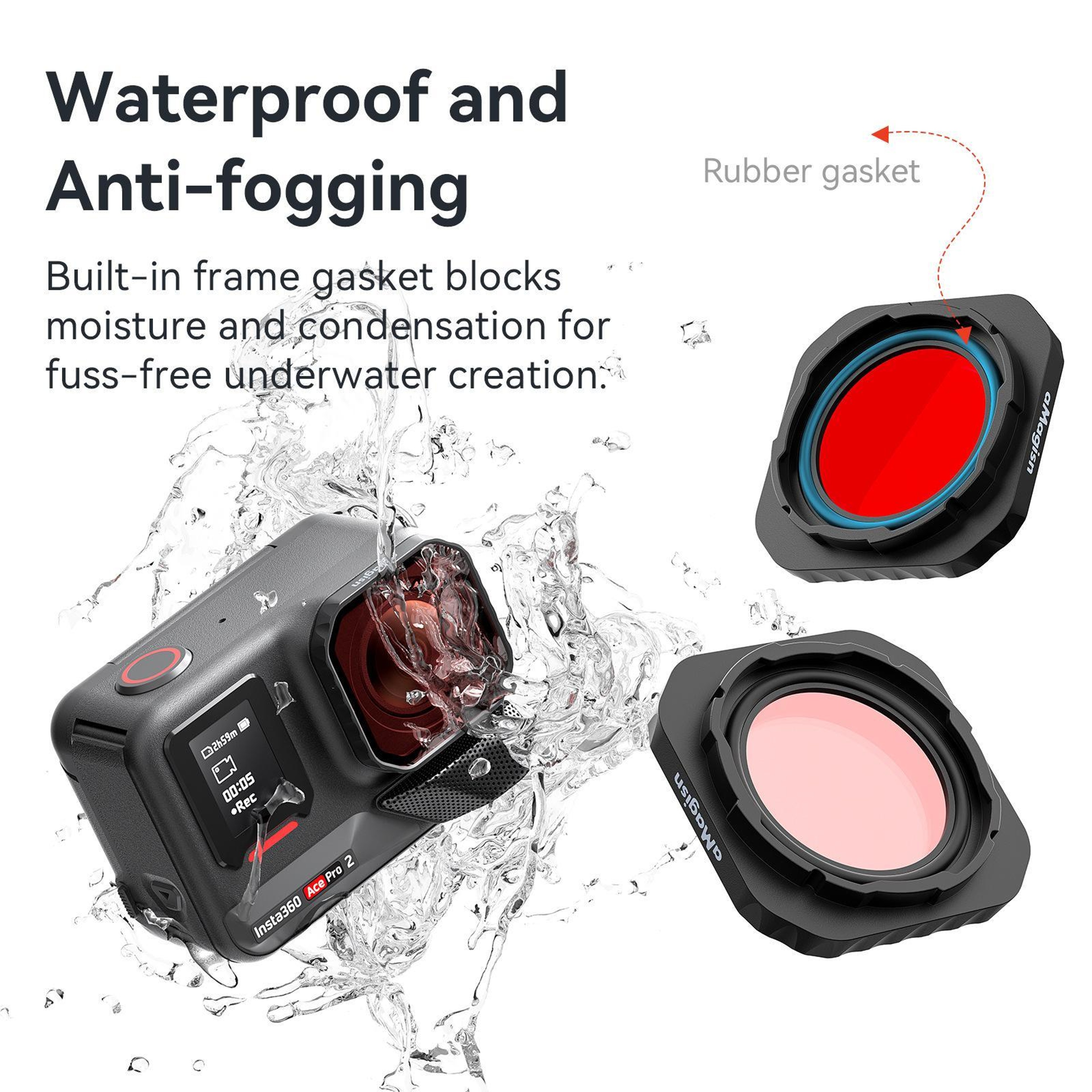 Underwater Dive Filter Lens Protector for Insta360 Ace Pro 2 Waterproof Camera – view 4