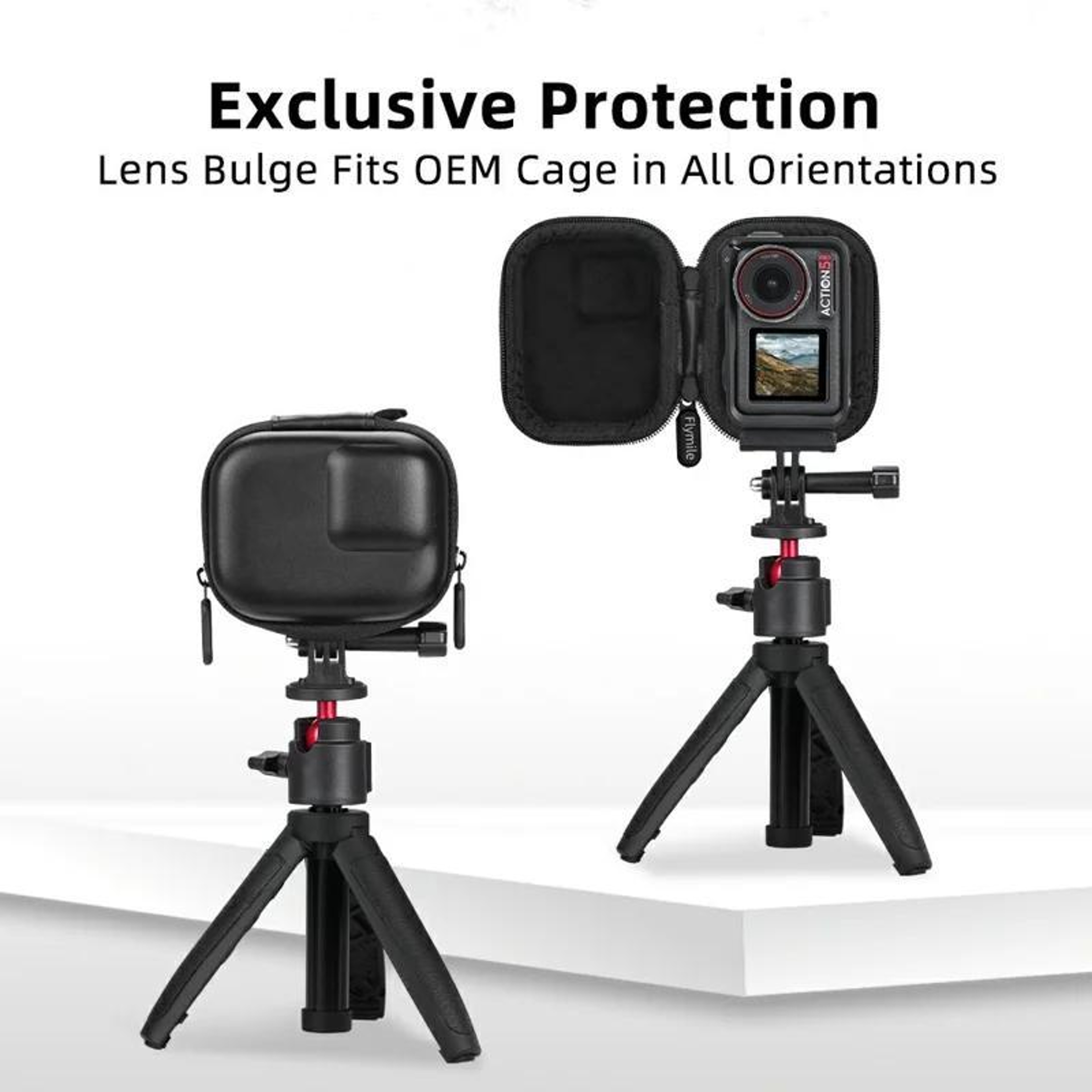 FPU Hard Shell Action Camera Case With Carabiner For DJI Action Insta360  GoPro Cameras 2