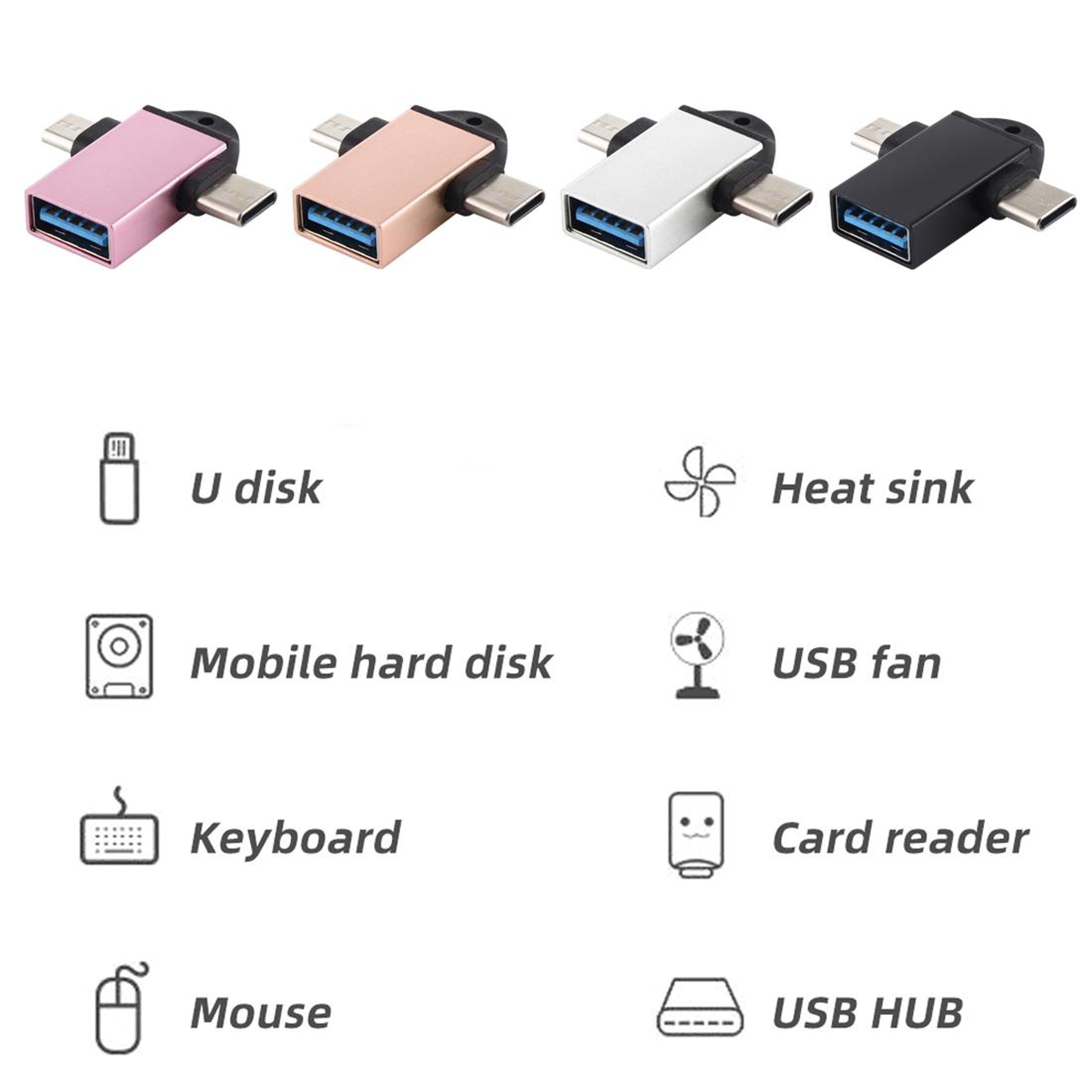 3 In 1 USB C OTG Adapter With USB 30 Fast Transfer  60W PD Charging 6