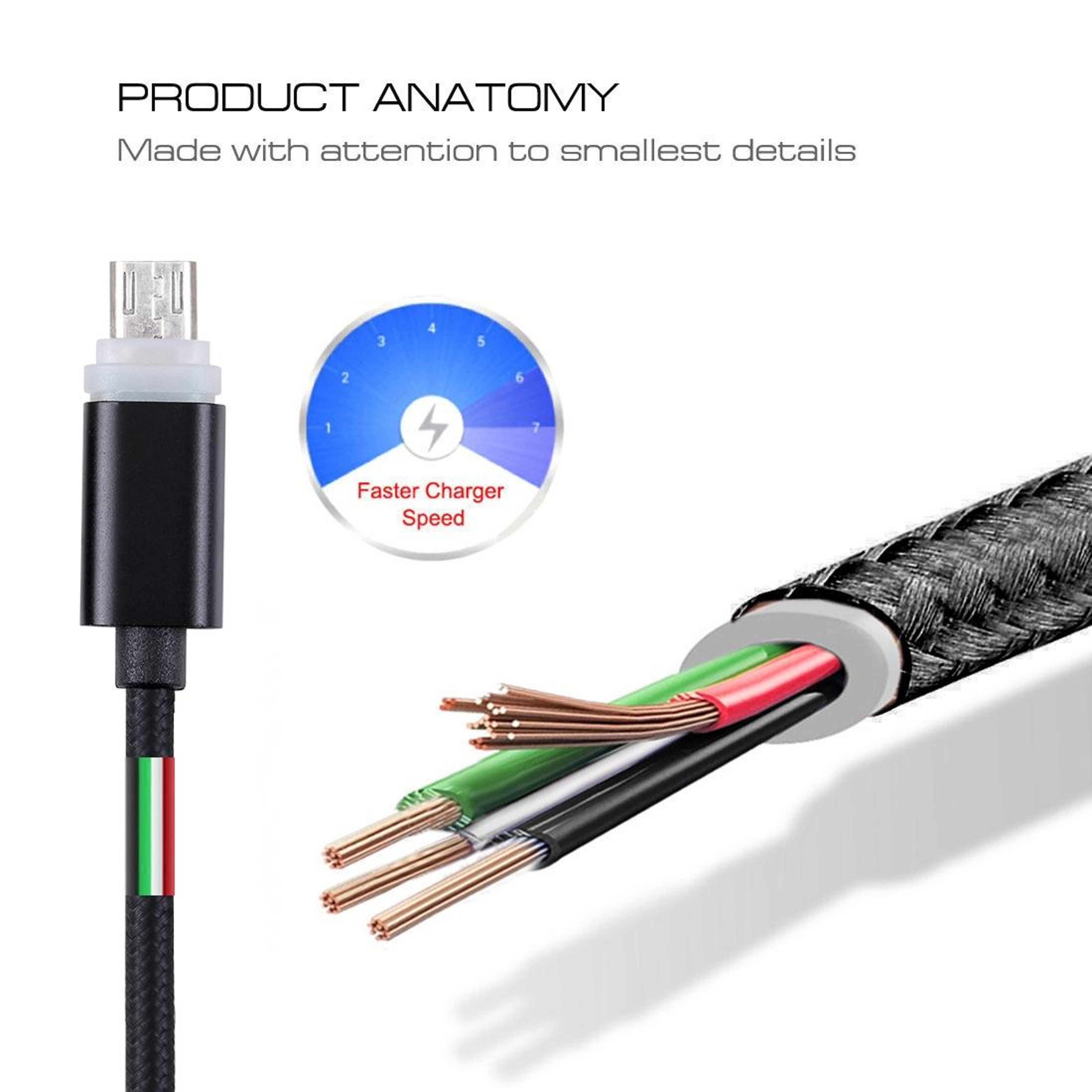 Braided Micro USB Cable with LED Indicator for Fast Charging and Data Sync – view 4