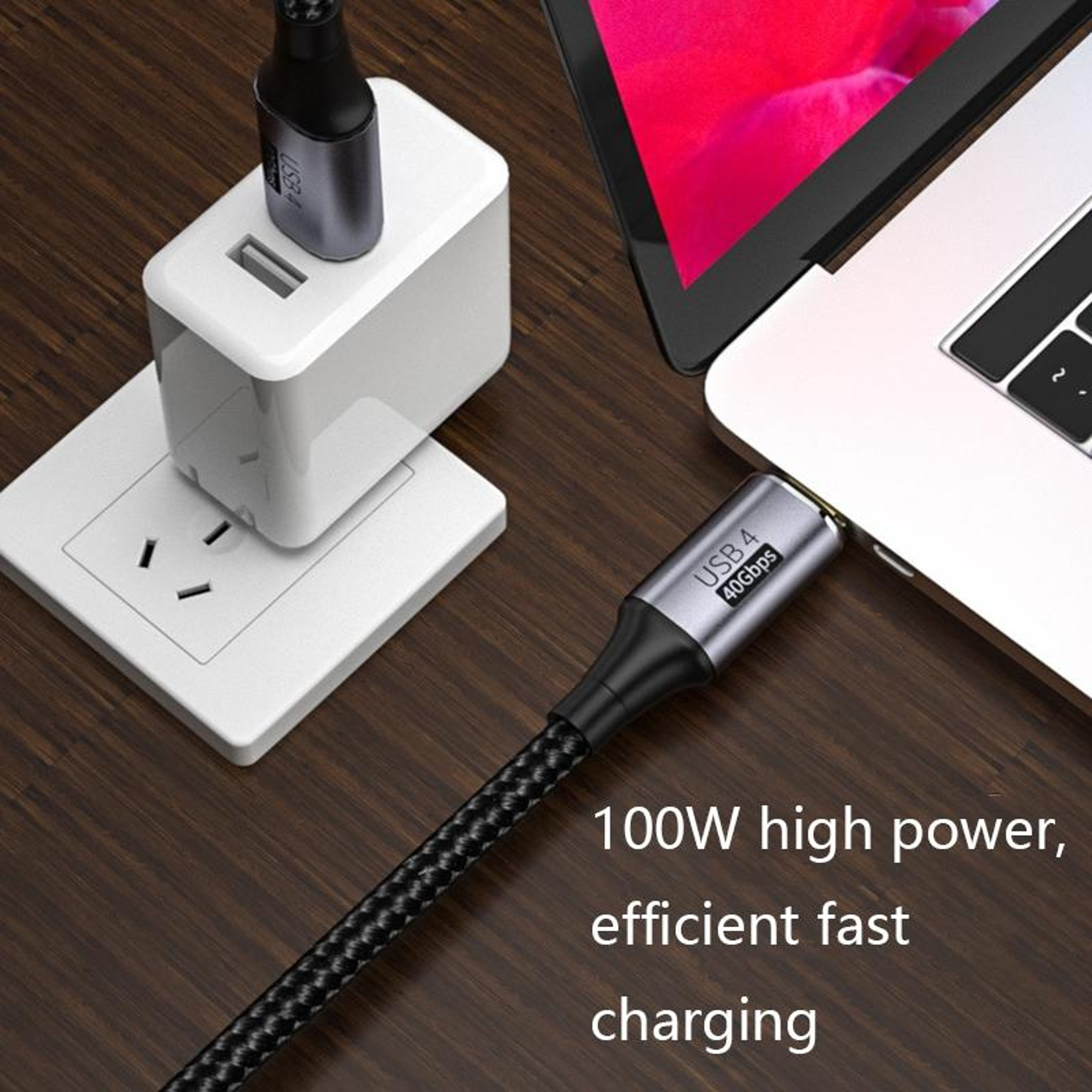 100W Fast Charging Type C to Type C Nylon Braided Cable with 8K Support – view 5