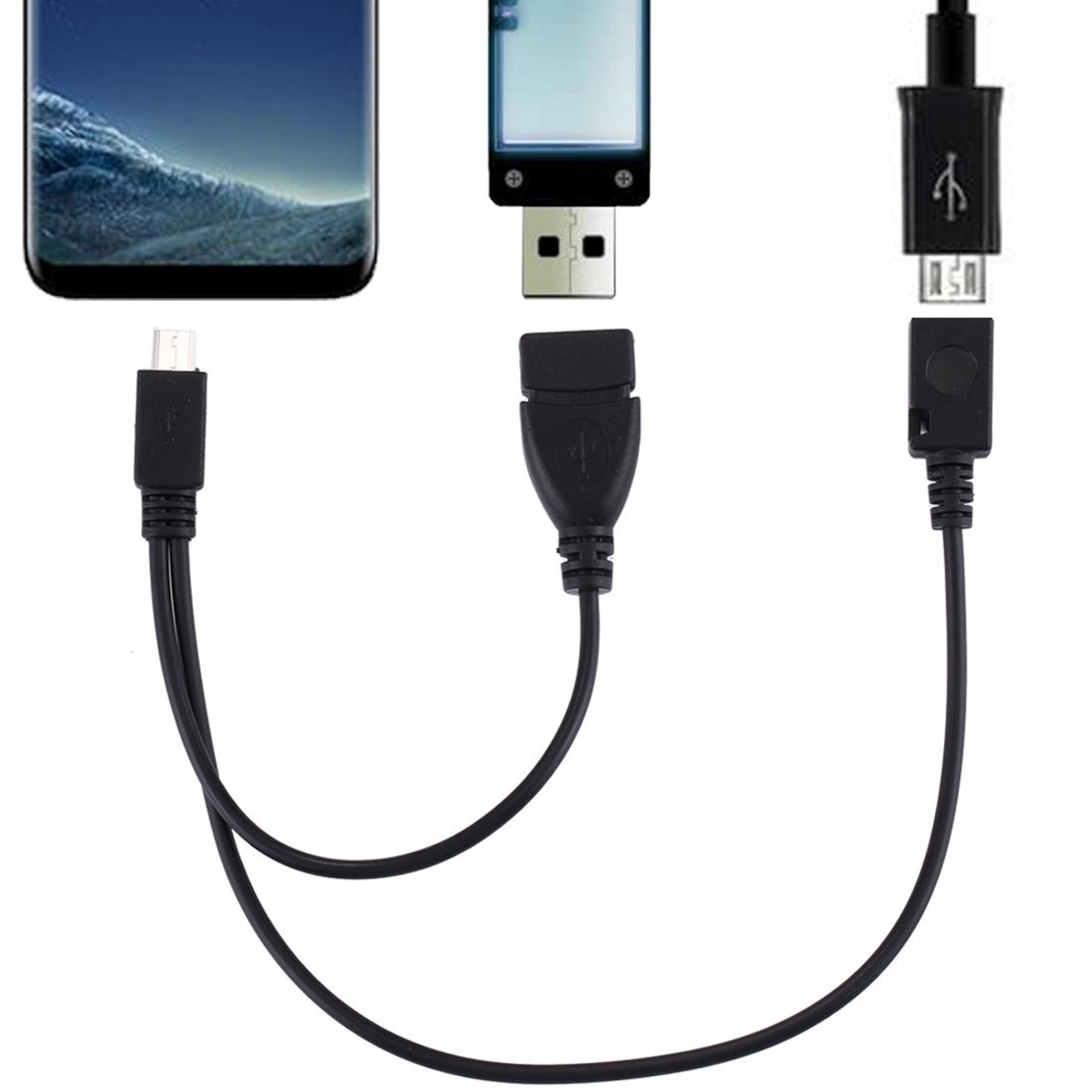 USB 2.0 Micro B Y Splitter OTG & Data Transfer Cable – view 4