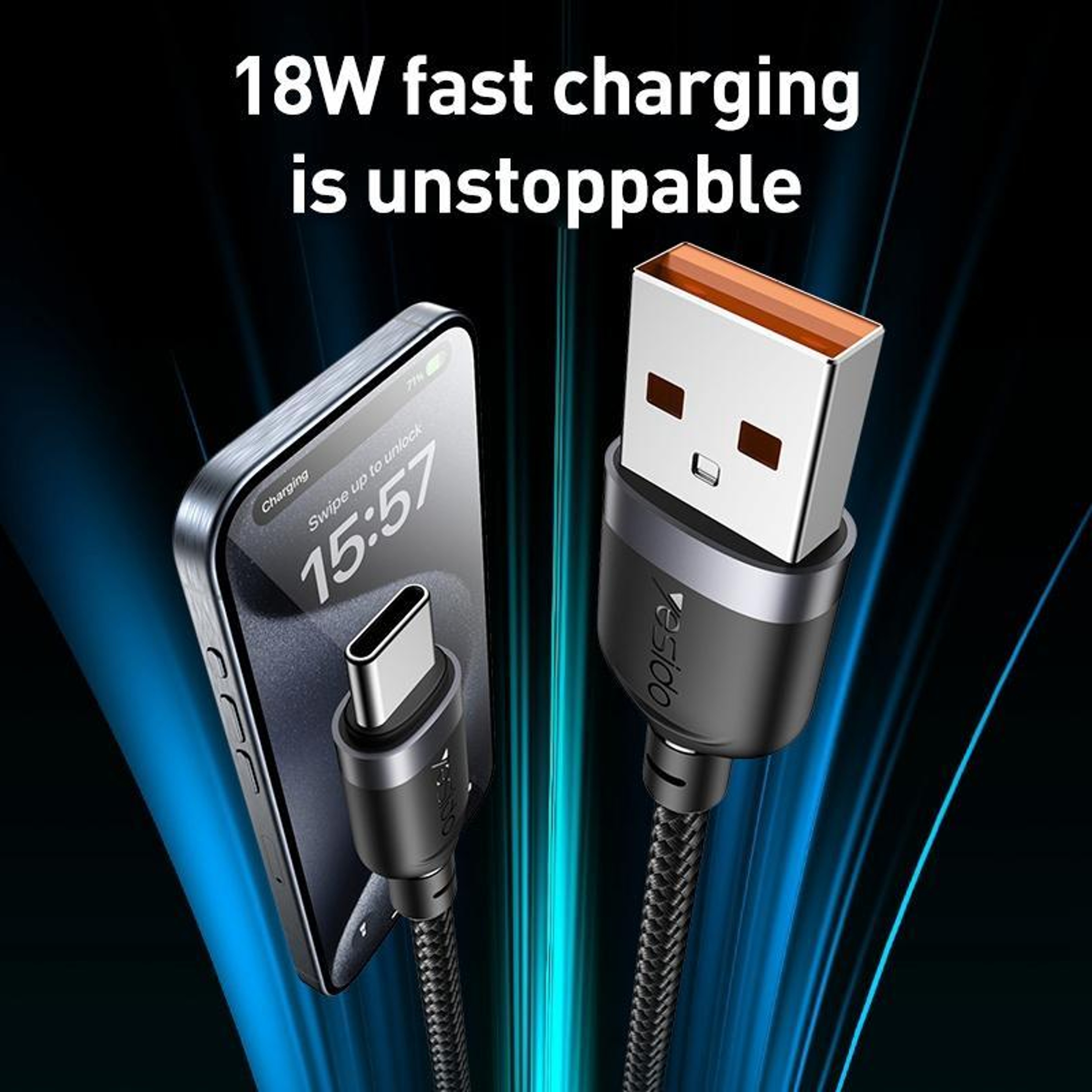 3A USB to Type C Fast Charging Cable Durable & High Speed – view 2