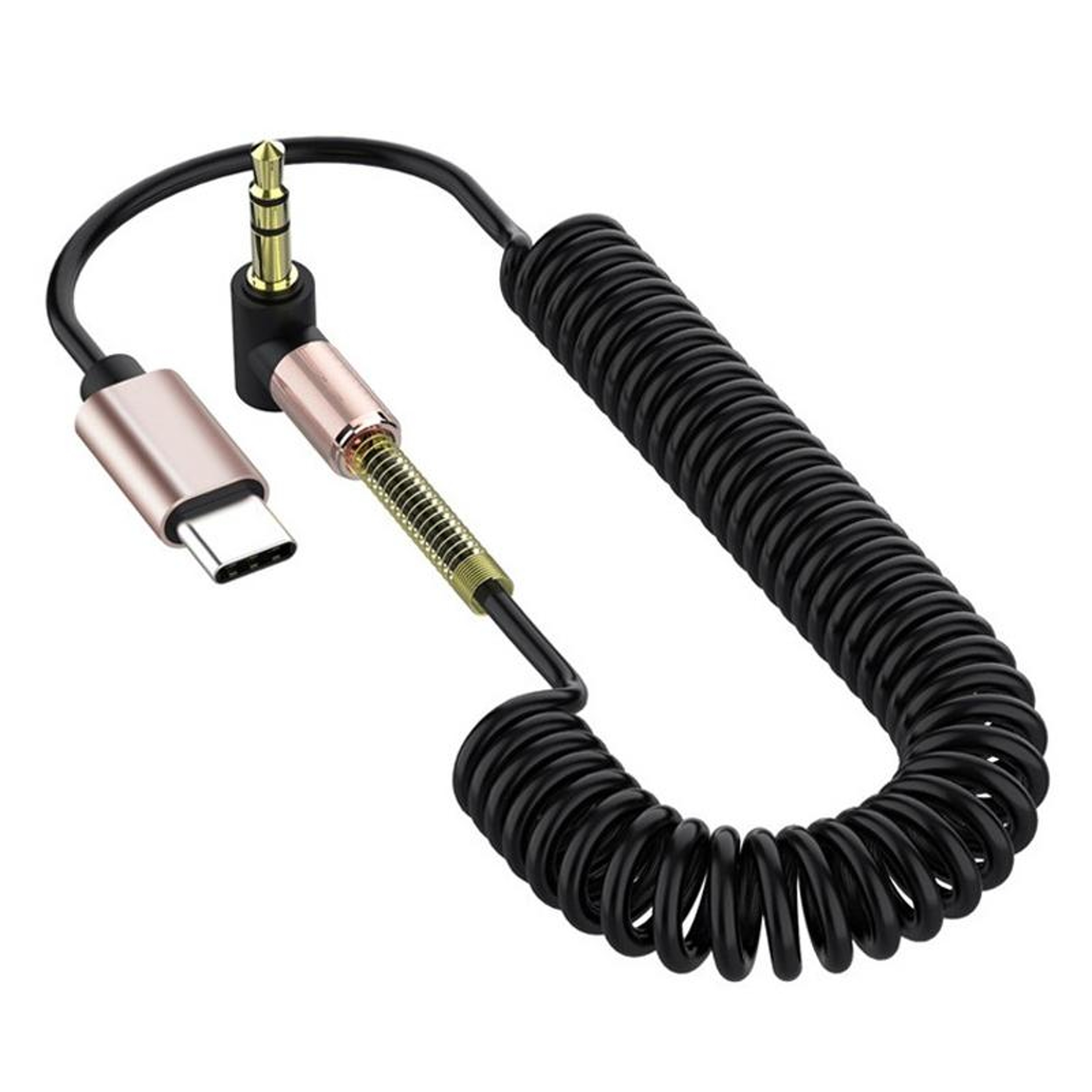 Premium USB C to 3.5mm Angled Spring Audio Cable Car Audio Adapter – view 1