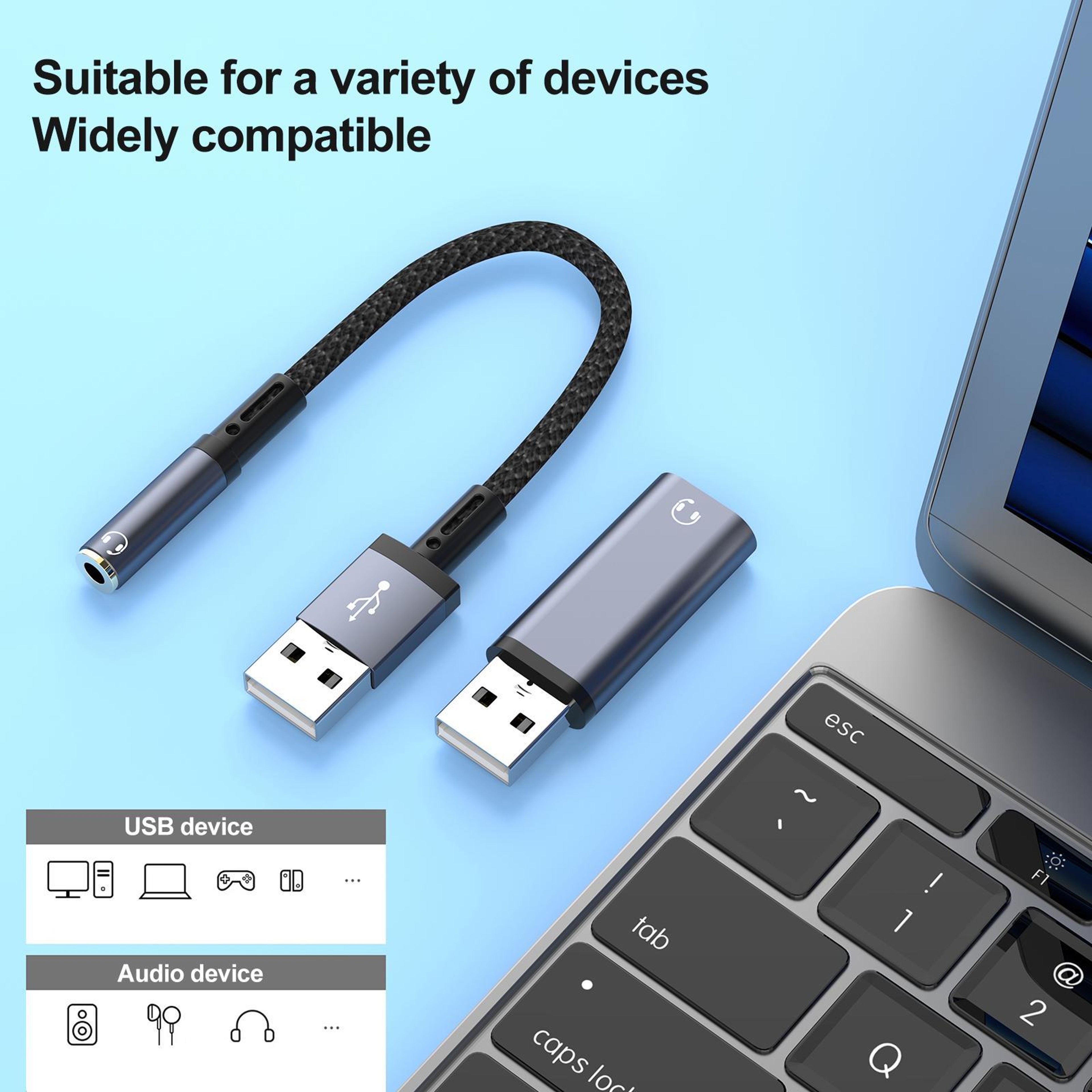 Premium USB to 3.5mm Audio Adapter Cable Plug & Play – view 6