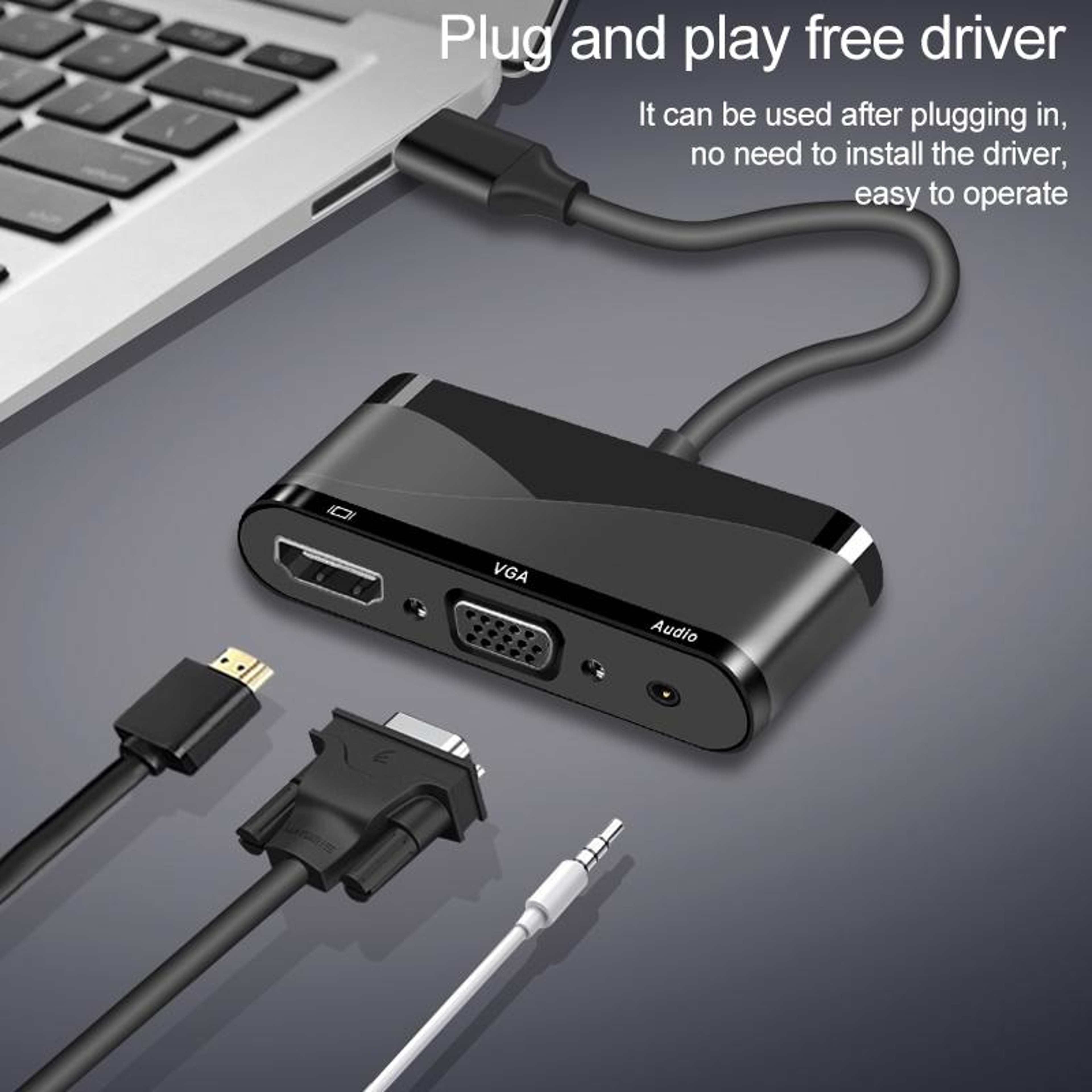 USB C Multiport Adapter With 4K HDMI VGA  Audio 8