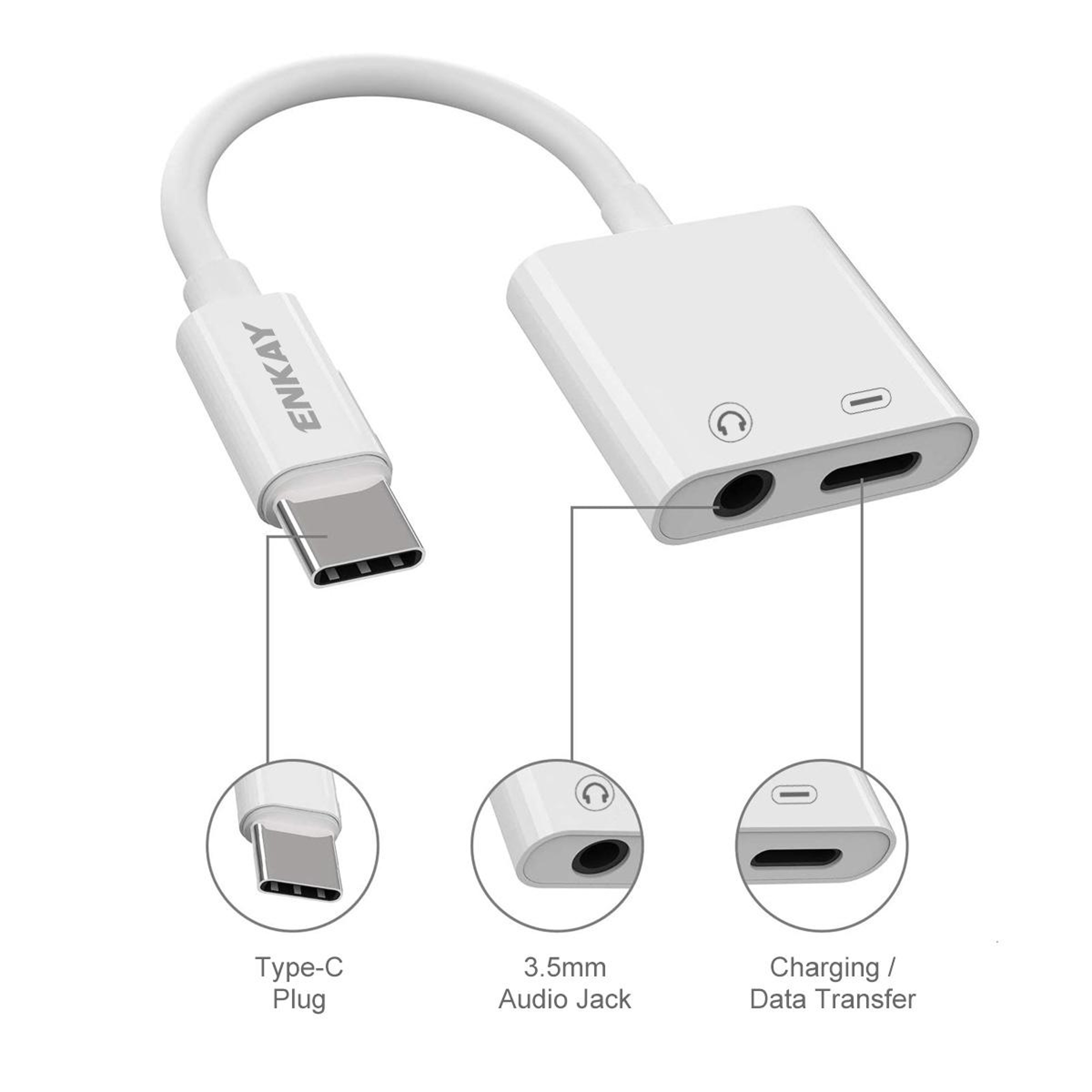 USB C To 35mm HiFi Audio  Charging Adapter Cable 2