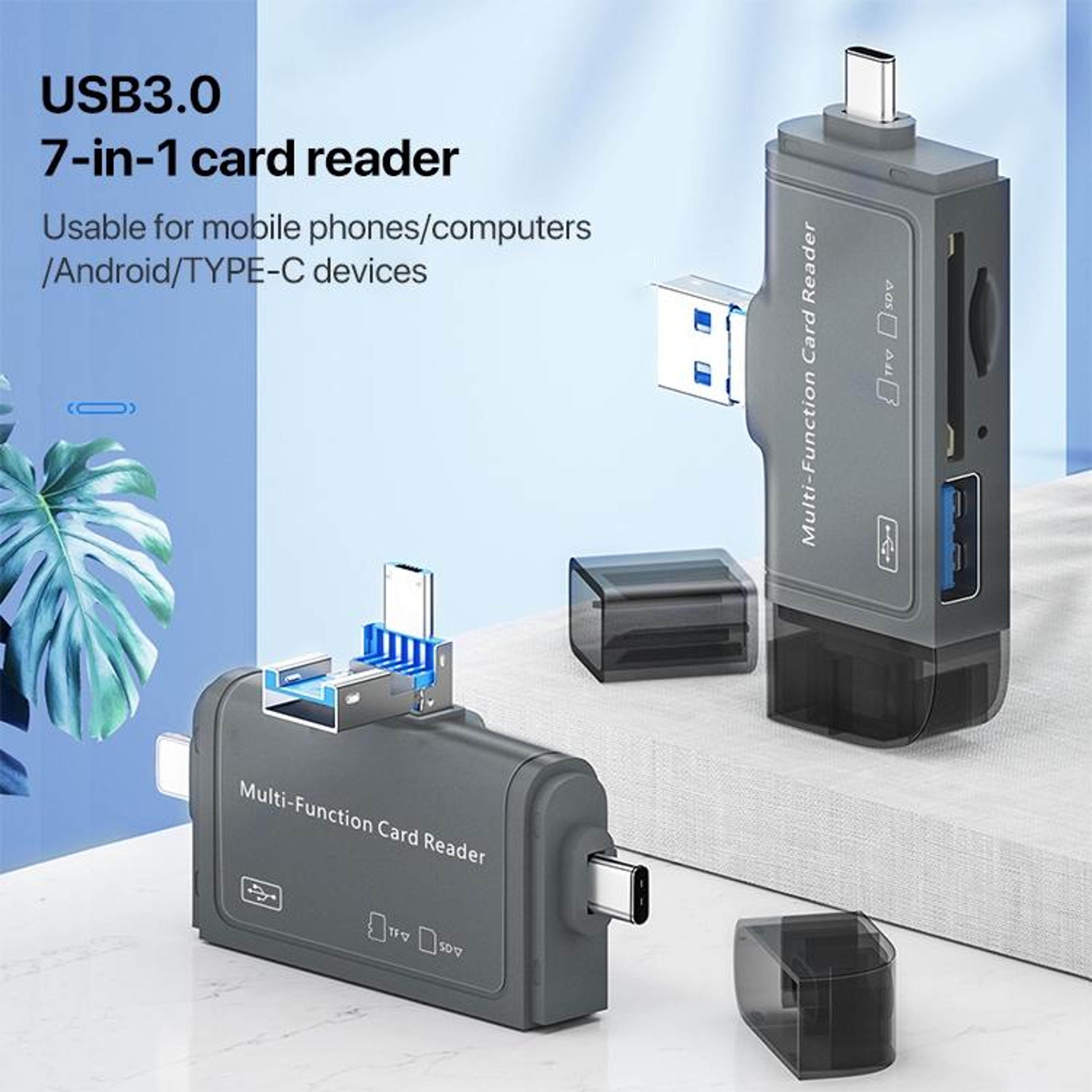 7 In 1 USB 30 Memory Card Reader Adapter High Speed Multi Card Hub 3