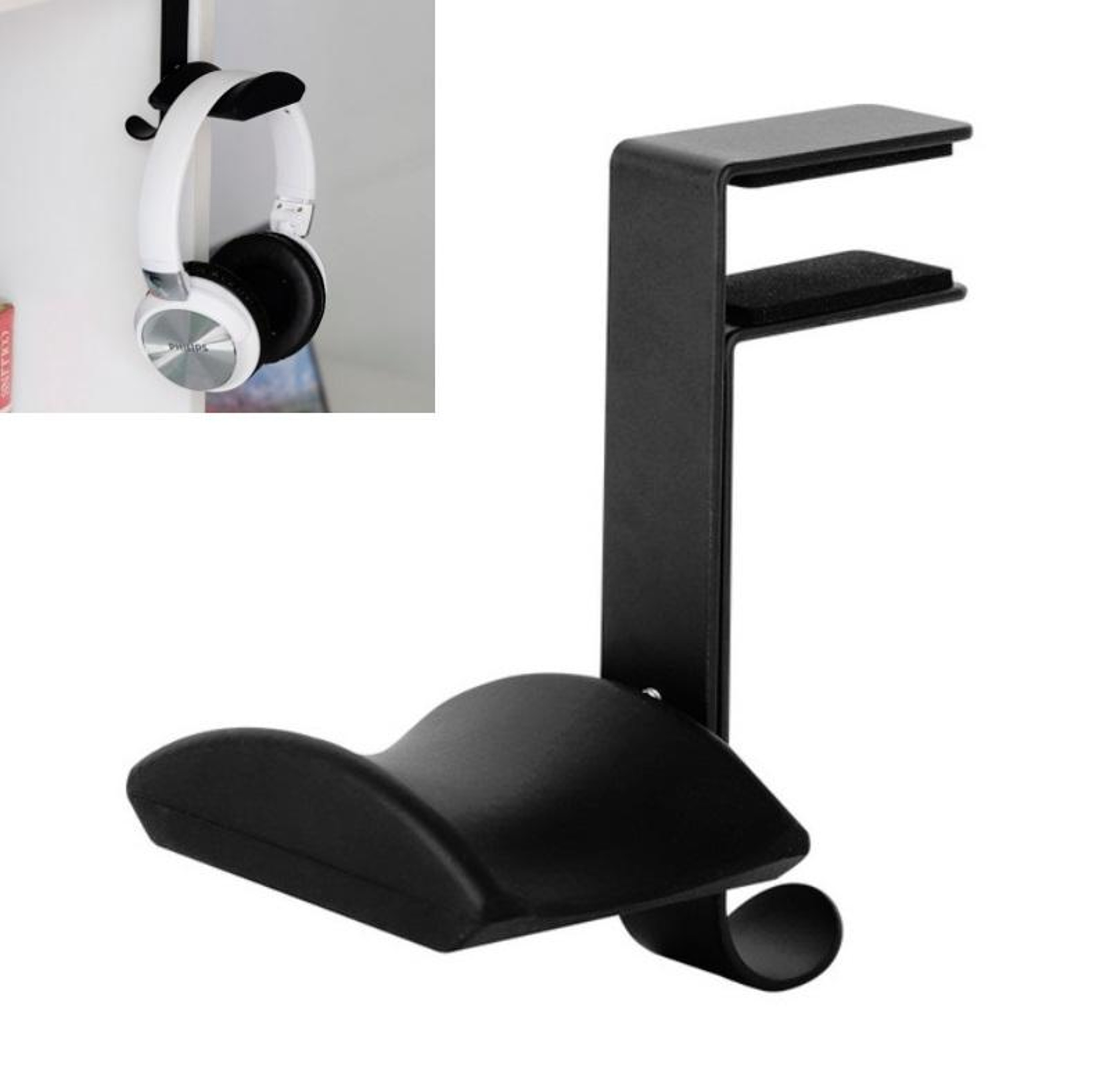 Clamp On Headphone Holder  Desk Storage Hook For Gaming Headsets And Office Setups 9