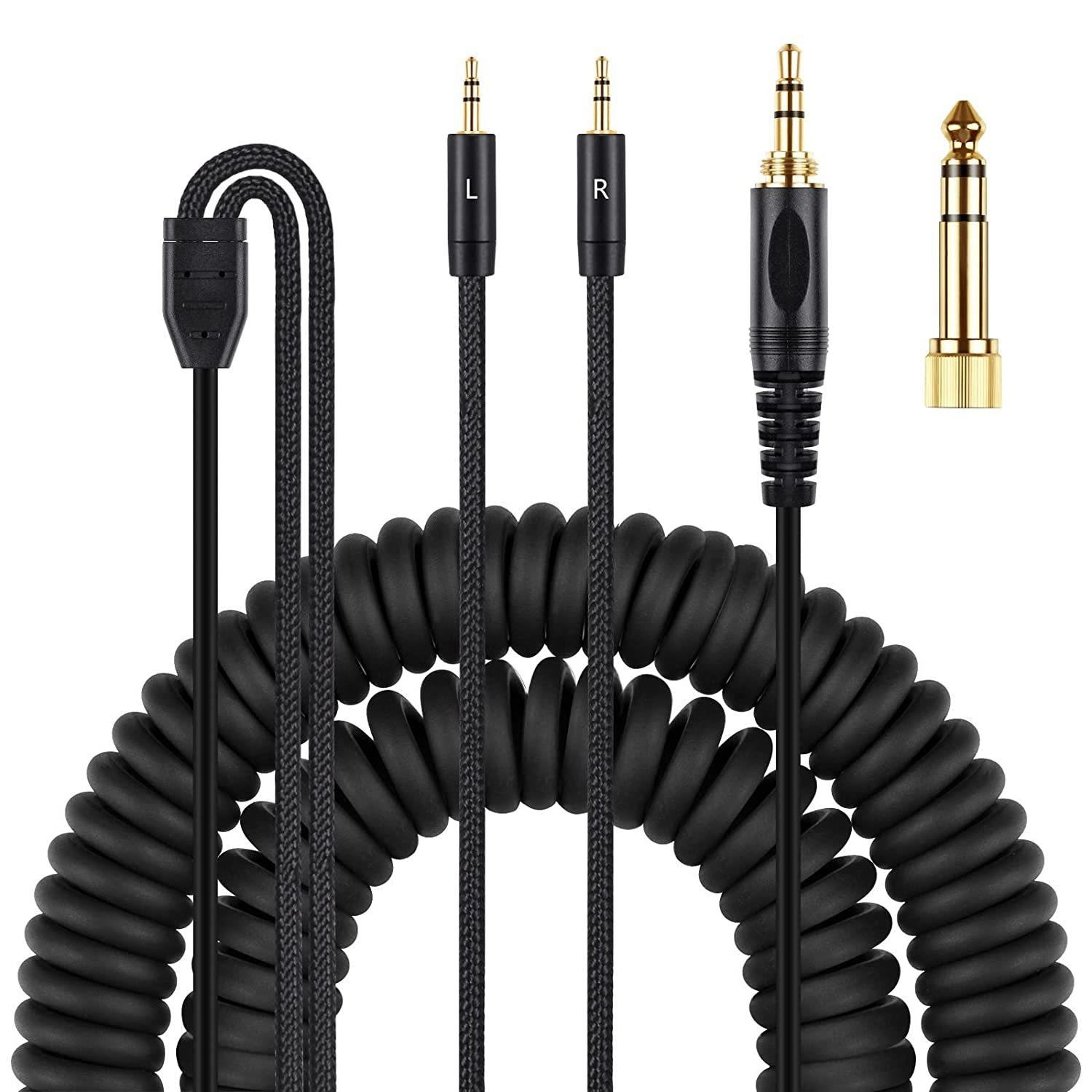 Denon Compatible Headphone Replacement Cable with Dual 3.5mm HiFi Spring Audio Connector – view 1