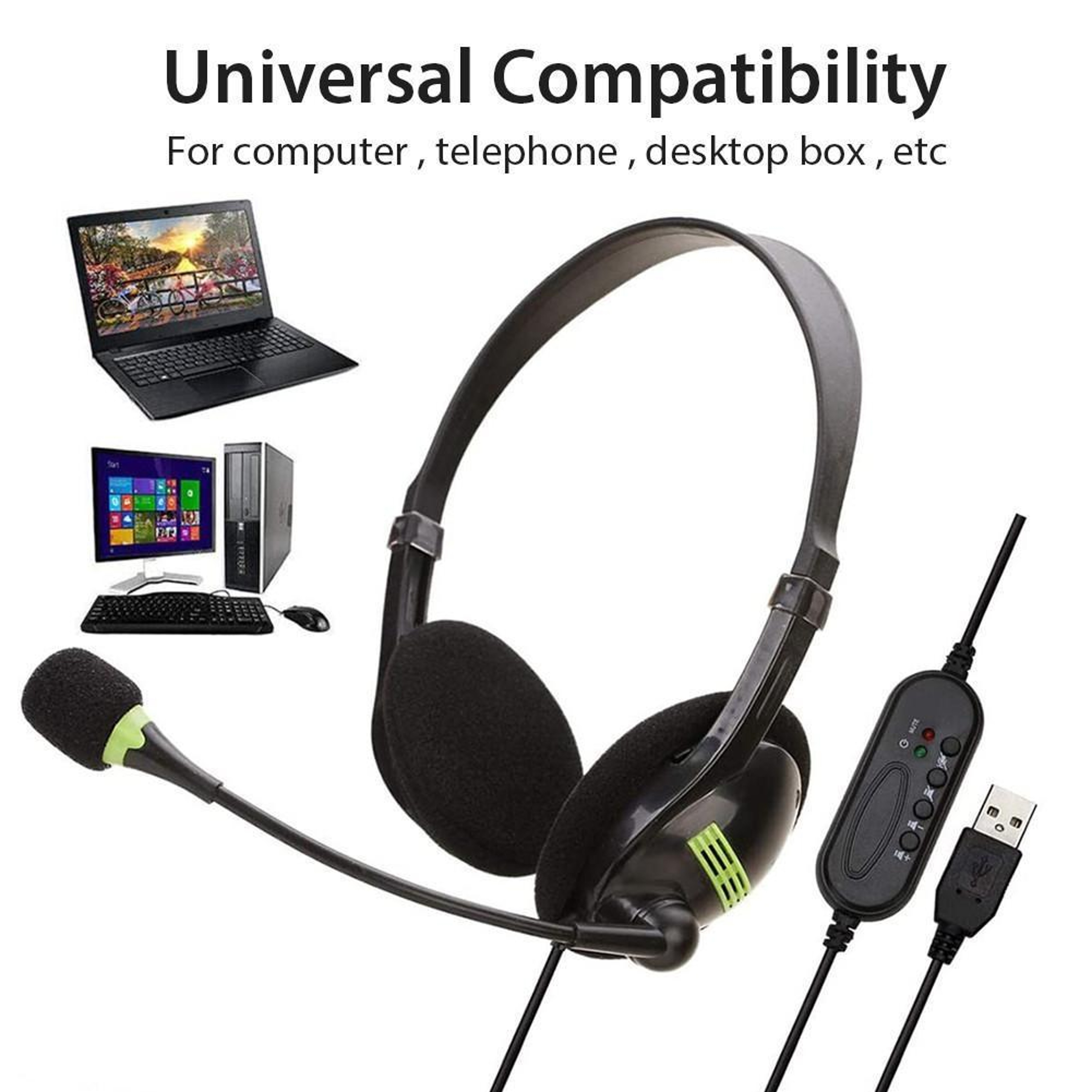 USB Gaming Aviation Headset With Mic For PC Immersive Stereo Computer Headphones 2