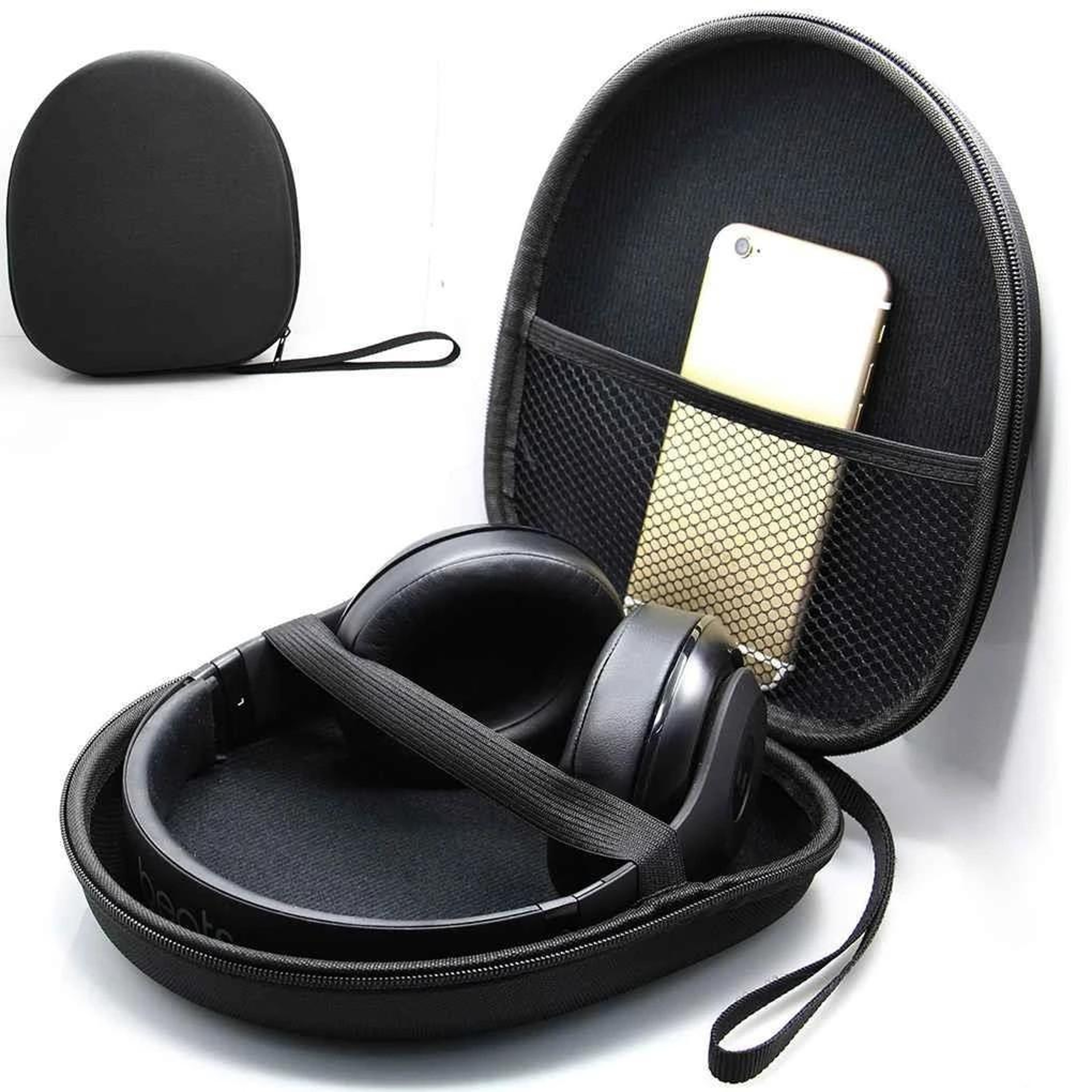 Portable Headphone Case for Travel Hard Shell Earbud Storage Bag with Zipper & Mesh Pocket – view 4