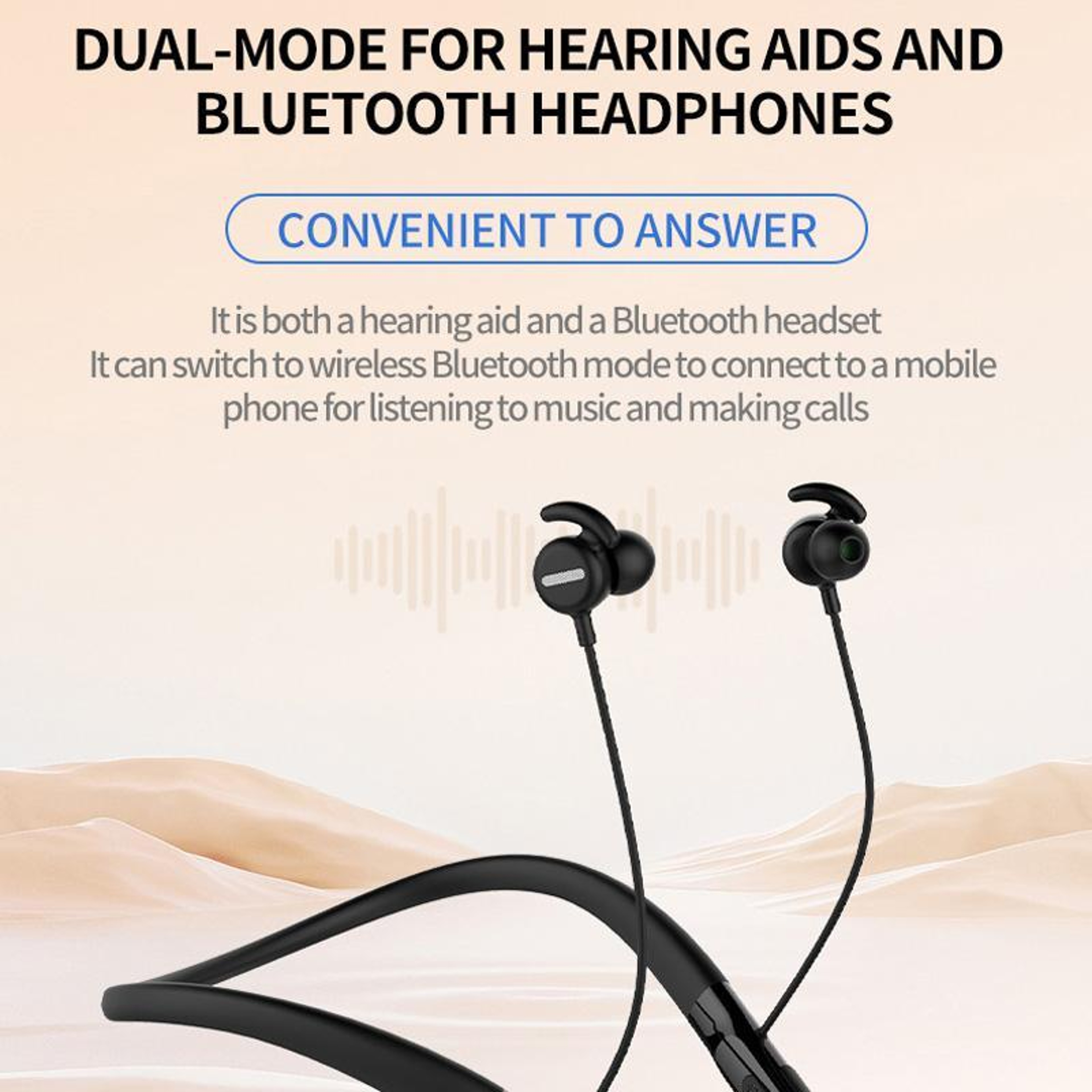 Smart 16 Channel Bluetooth Hearing Amplifier Headphones With Noise Reduction  Neckband Comfort 4