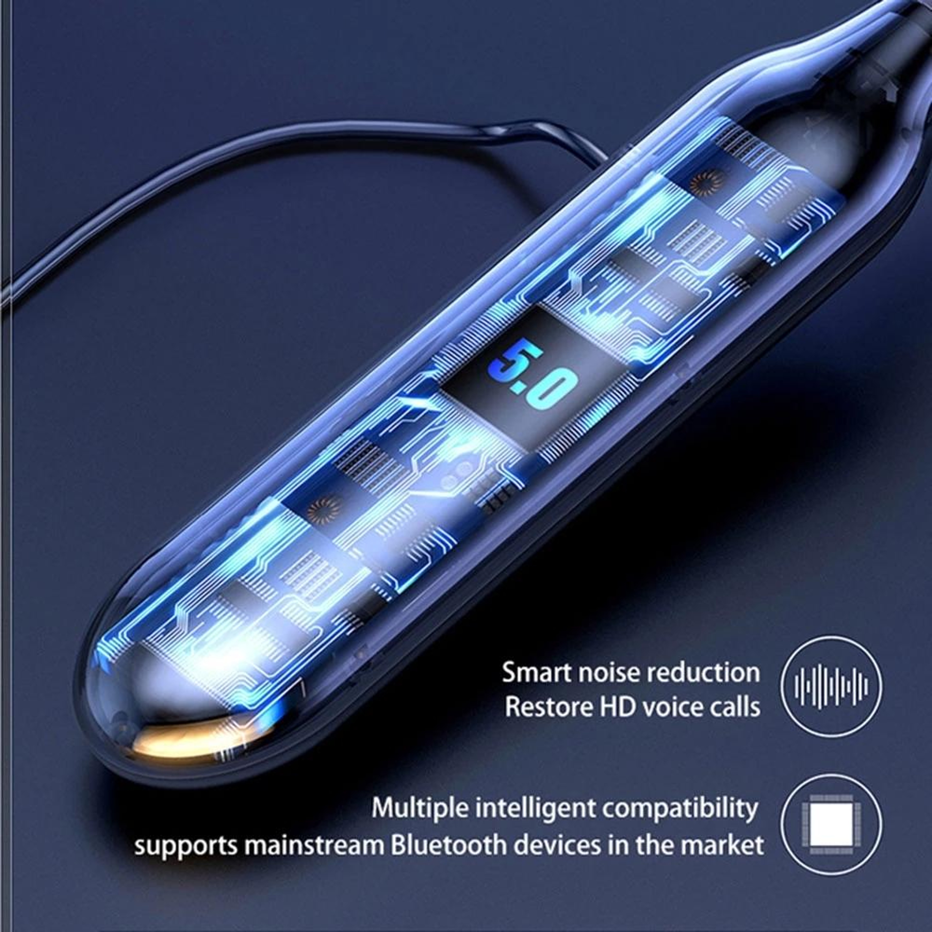 Magnetic Bluetooth Neckband Headphones With LED Display  TF Card Support 5
