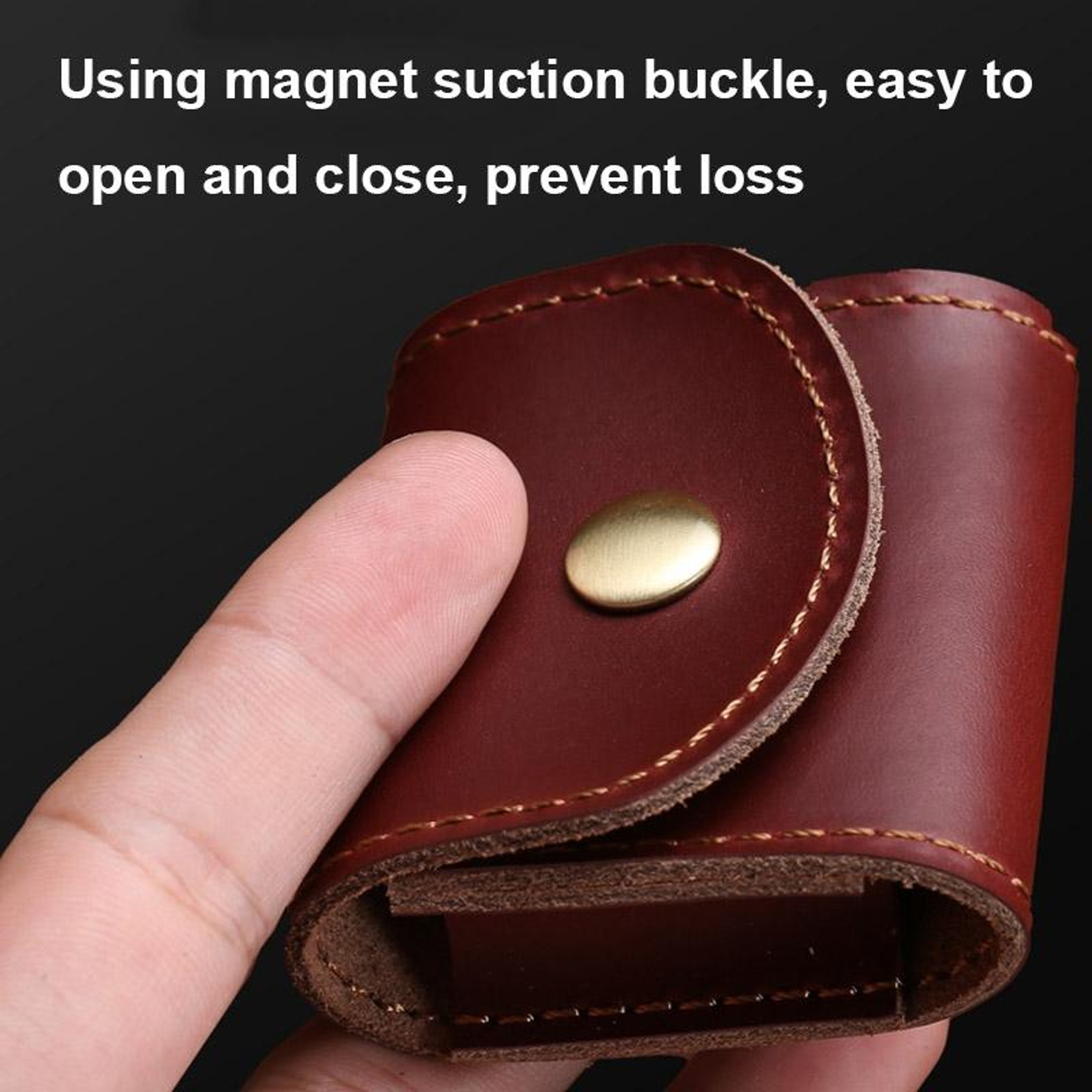 Vintage Leather Earbud Case Mini Headphone Pouch With Velvet Lining  Snap Closure 4