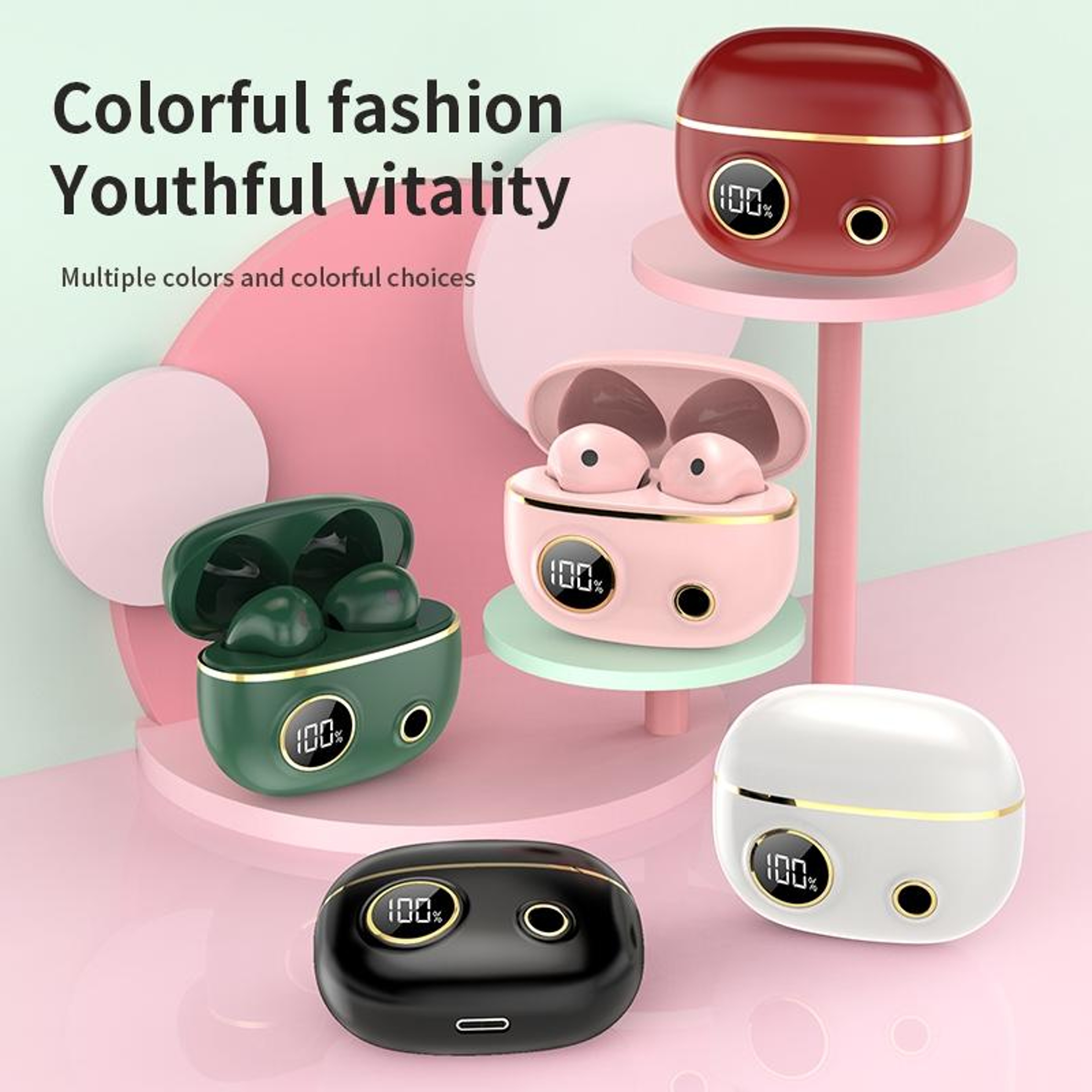 PRO100 Bluetooth 52 Wireless Earbuds With Noise Canceling  LED Charging Case 13