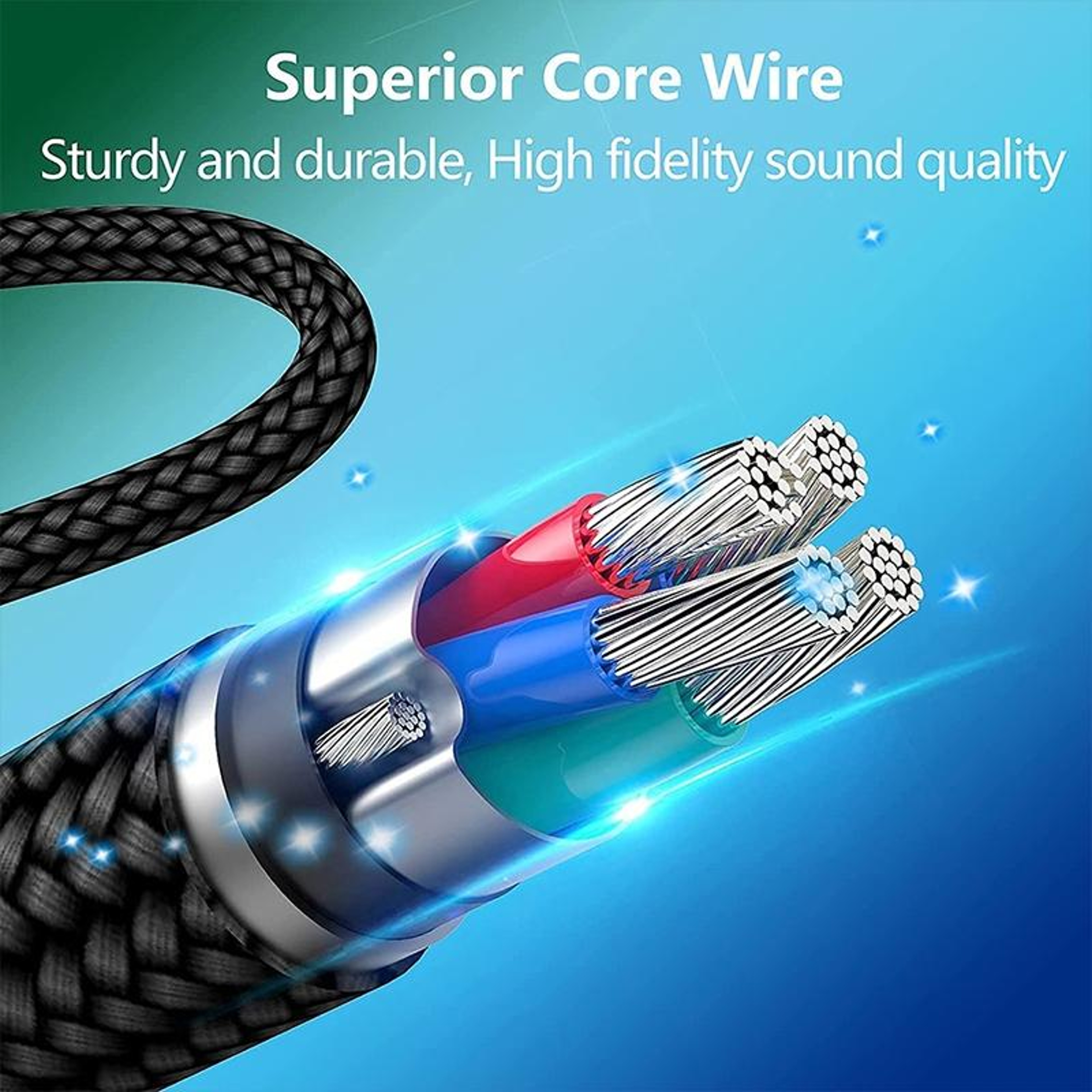Audio Technica M50X/M40X Replacement Cable with Braided OFC Wire & 6.35mm Adapter – view 4