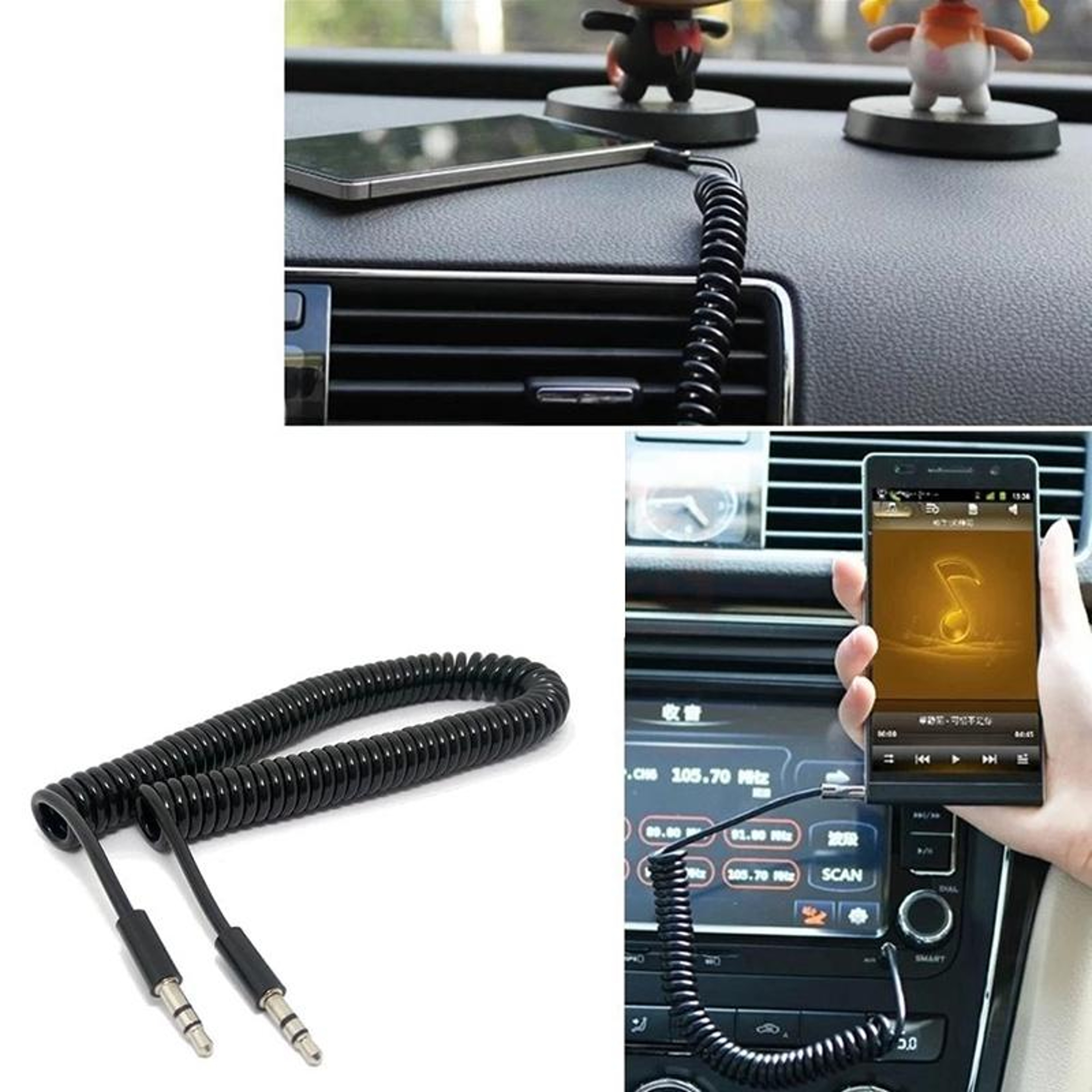 Coiled 3.5mm AUX Audio Cable for Car & Home Stereo, Stretchable Male to Male Jack Cord – view 5