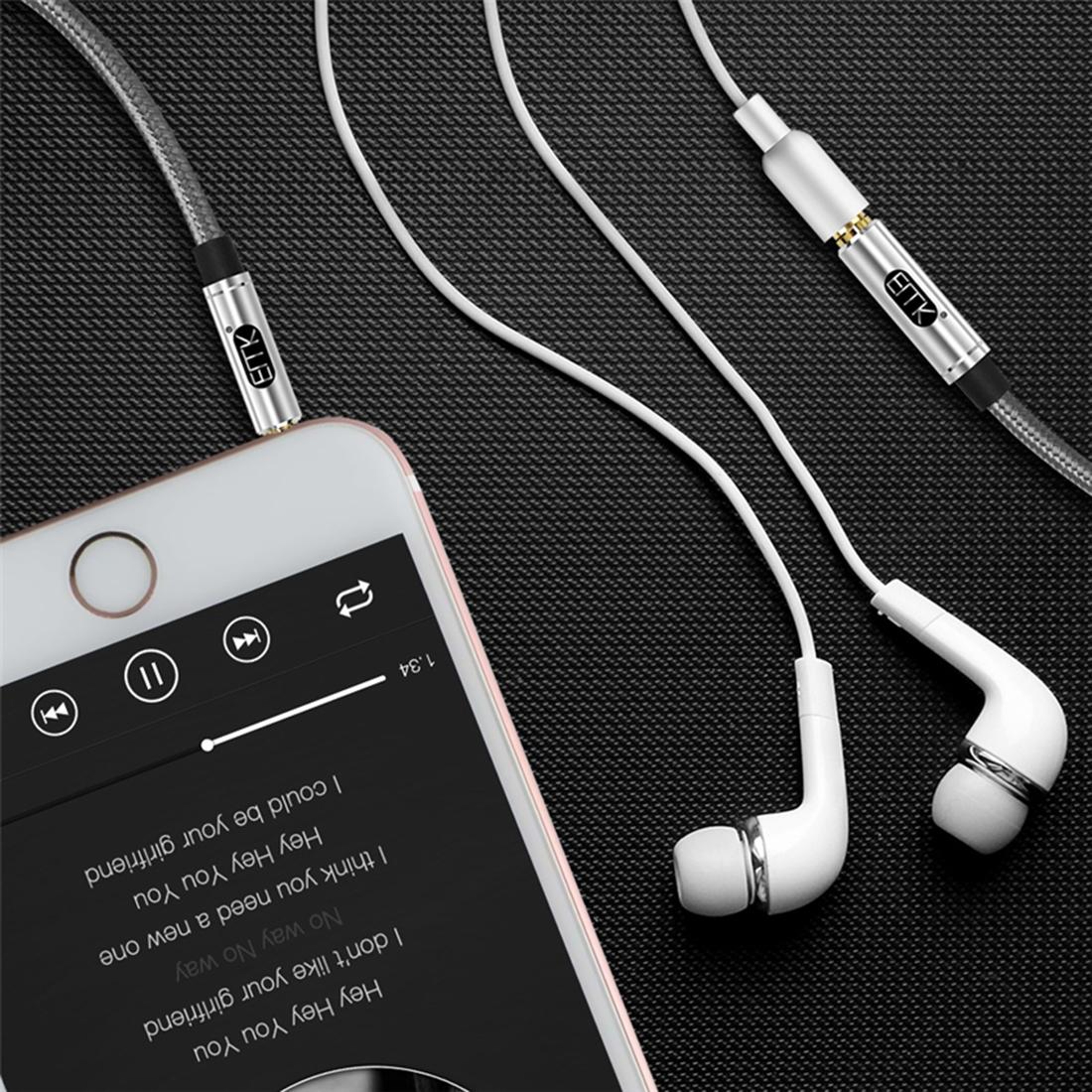 EMK Braided 35mm Audio Extension Cable With Gold Plated Connector For Headphones Speakers  Laptops 5