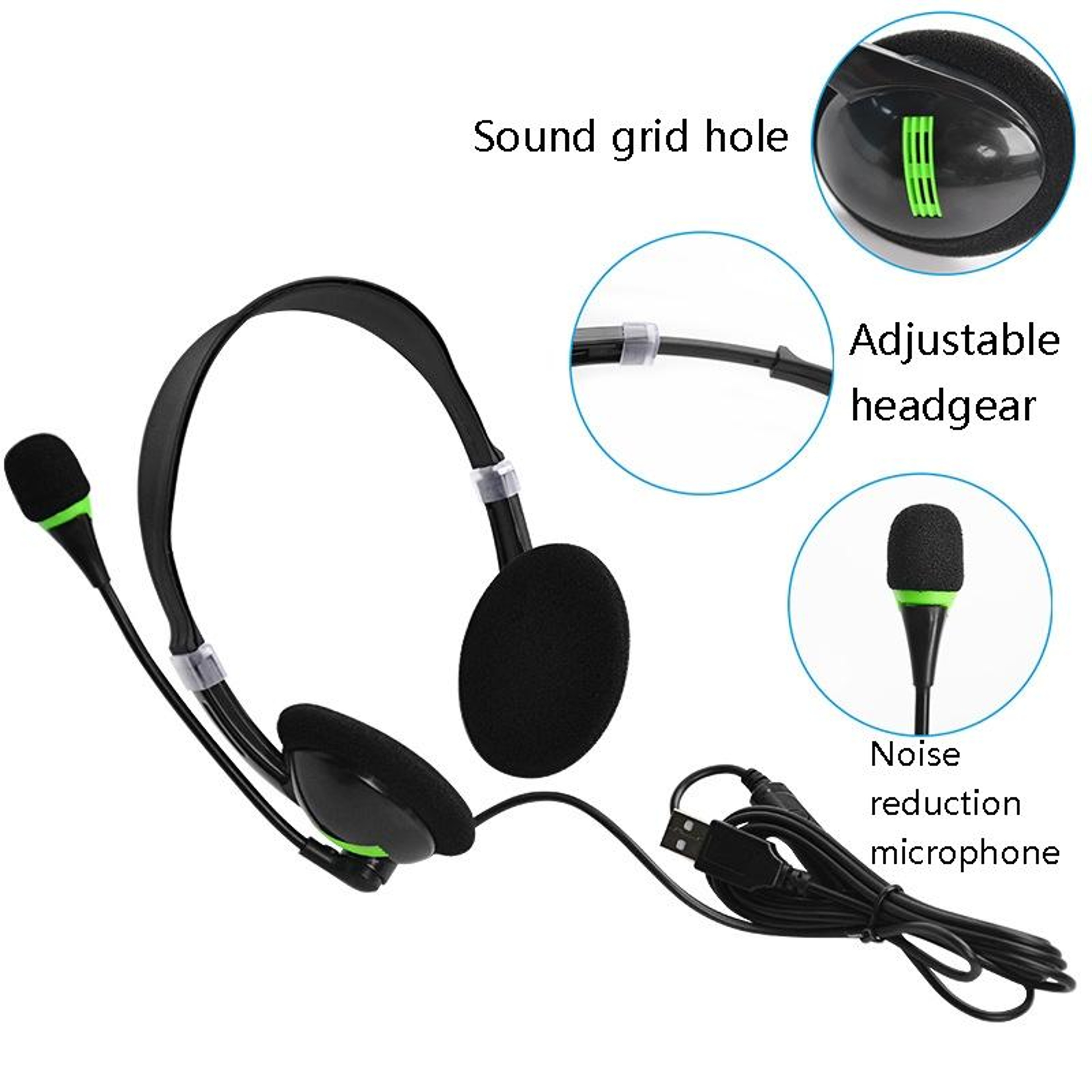 USB Wired Computer Headset With Microphone  Inline Controls For PC Calls Music  Online Meetings 1