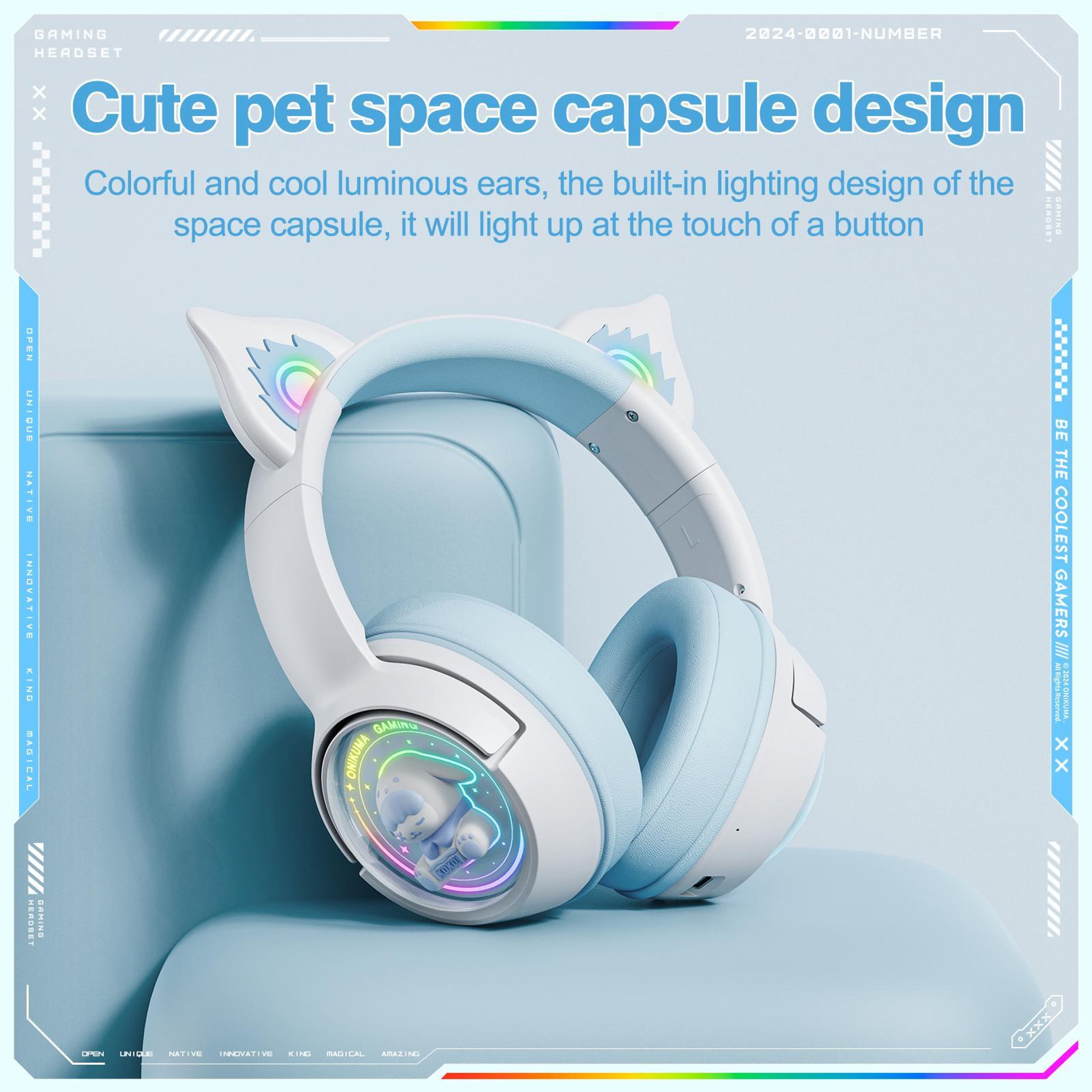 ONIKUMA Fox RGB Wireless Gaming Headset With Bluetooth 53 And Low Latency Audio 1