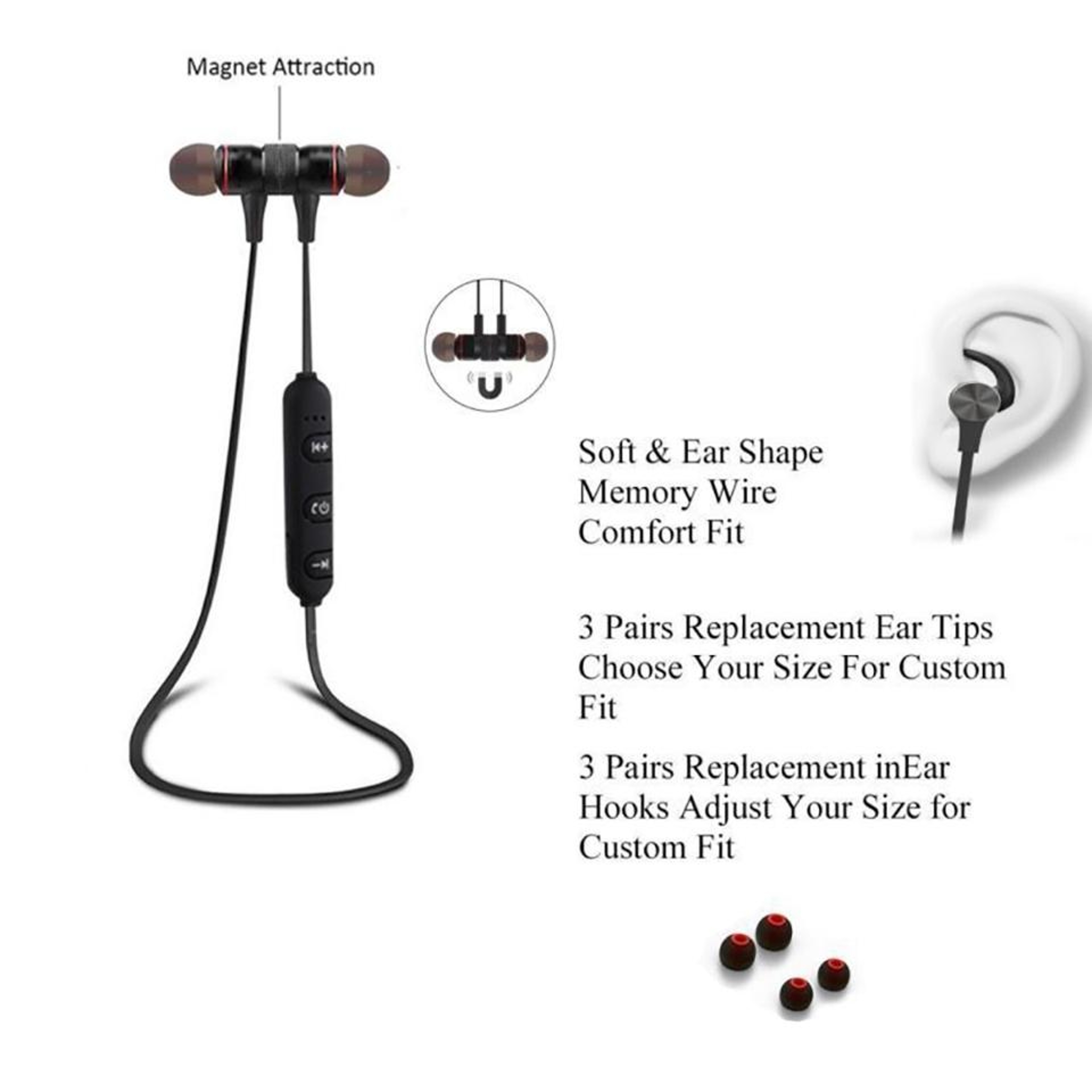 MoreBlue S07 Wireless Bluetooth Earbuds With Magnetic Neckband  Deep Bass Stereo Sound 1